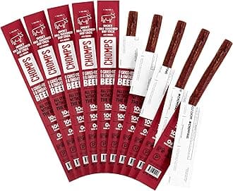 Grass-Fed and Finished Smoky BBQ Beef Jerky Snack Sticks 10-Pack - Keto, Paleo, Whole30, 10g Lean Meat Protein, Gluten-Free, Zero Sugar Food, Non-GMO