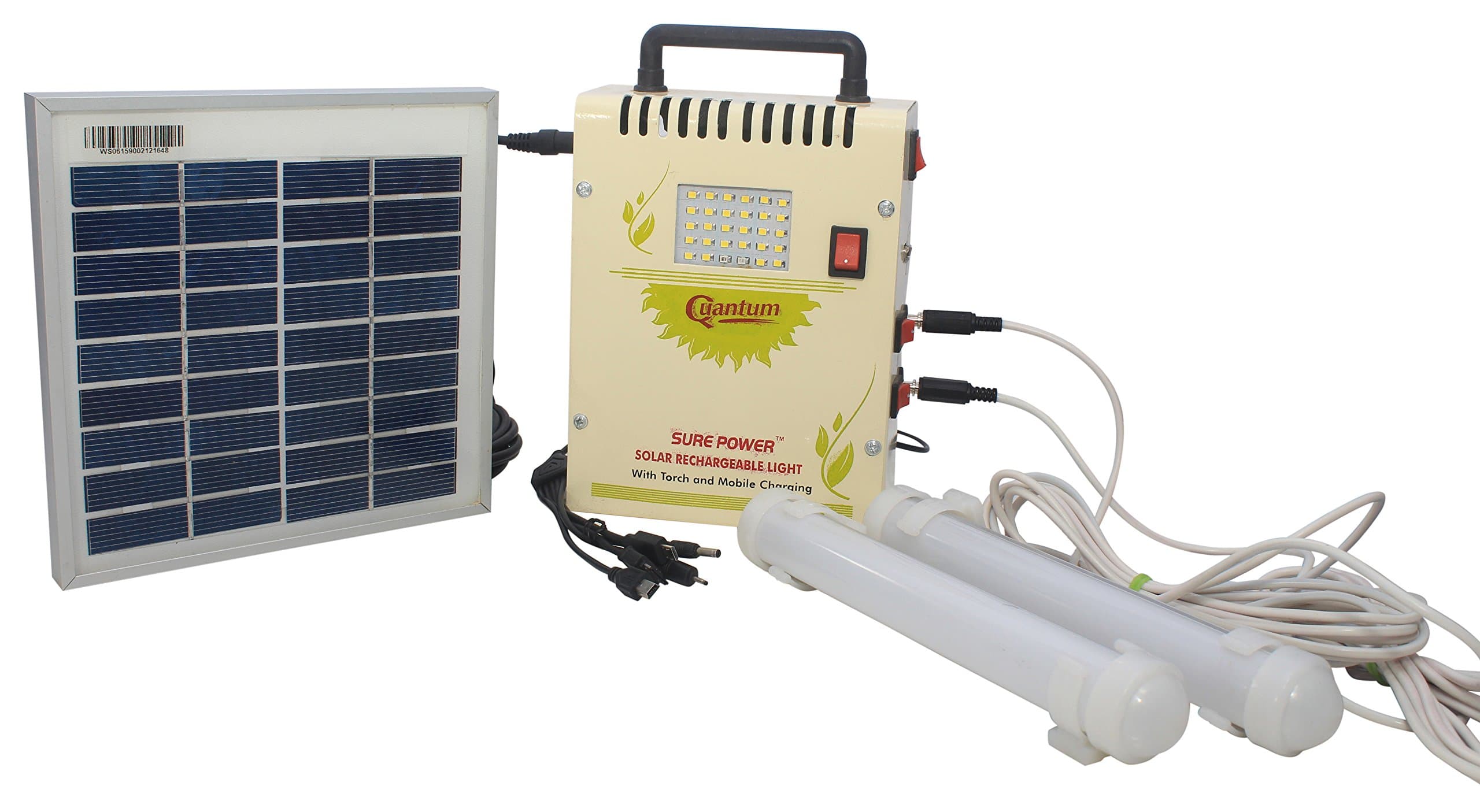 Sure Power Solar Home Lighting System (Off-White, 13.5 cm x 7 cm x 22 cm)