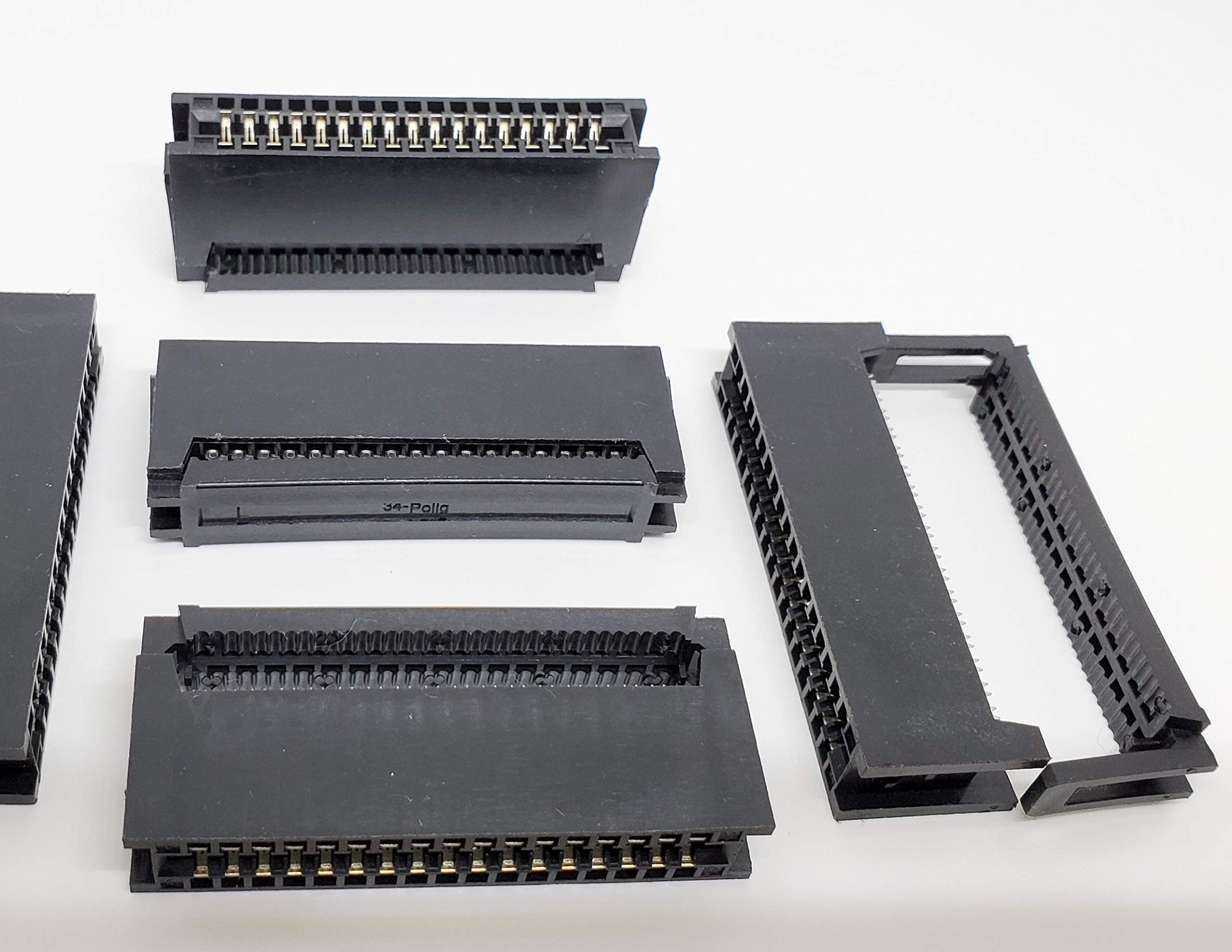 PC Accessories 5-Pack 34 Pins 2.54mm IDC Card Edge Connector for 1.27mm Flat Ribbon Cables, 34P CE34 5 Sets
