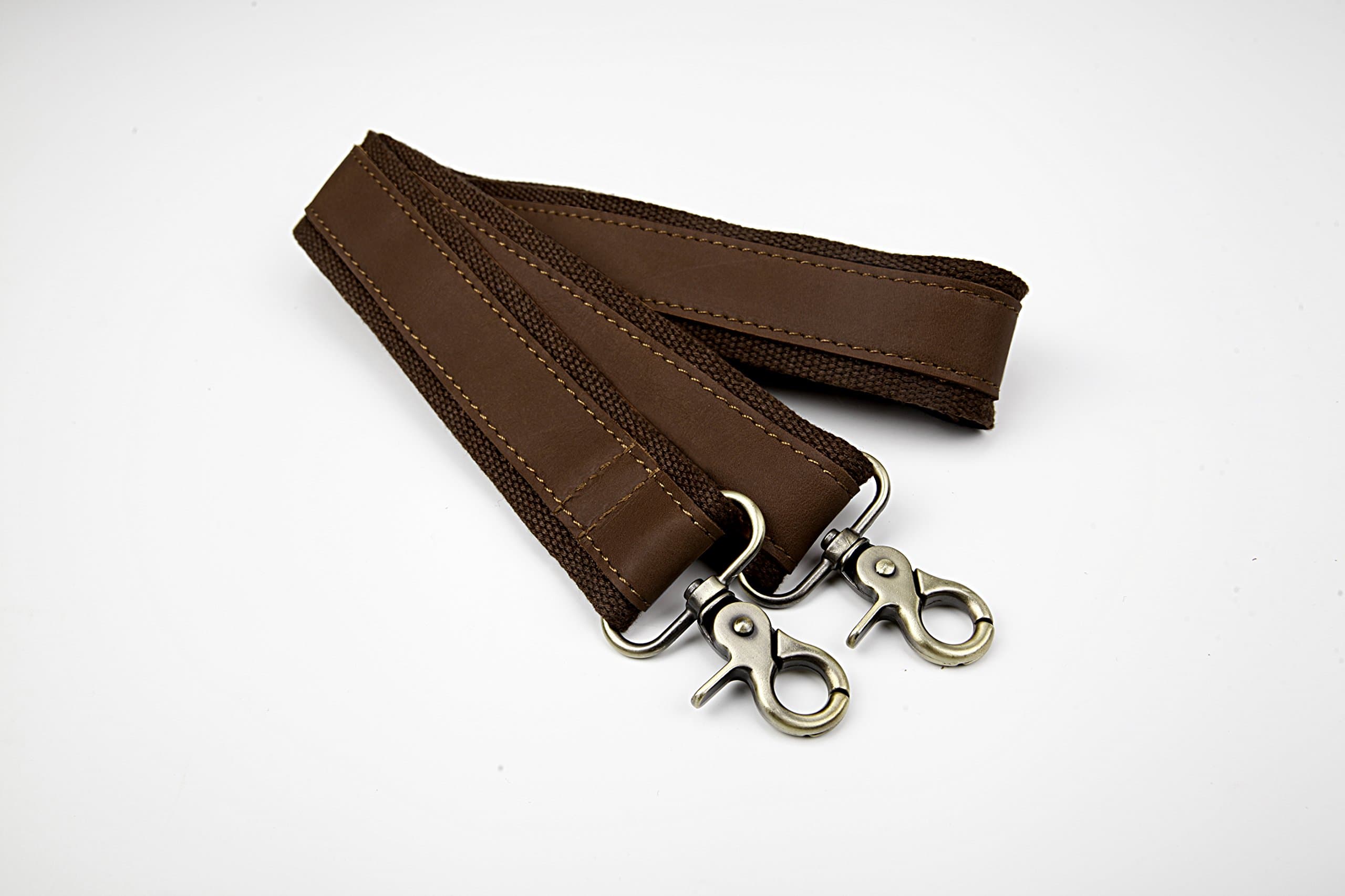 Replacement Shoulder Straps Detachable and Adjustable Genuine Leather & Braided Briefcase Messenger Bag Straps, Shoulder Bag Straps, Leather Straps (Brown)