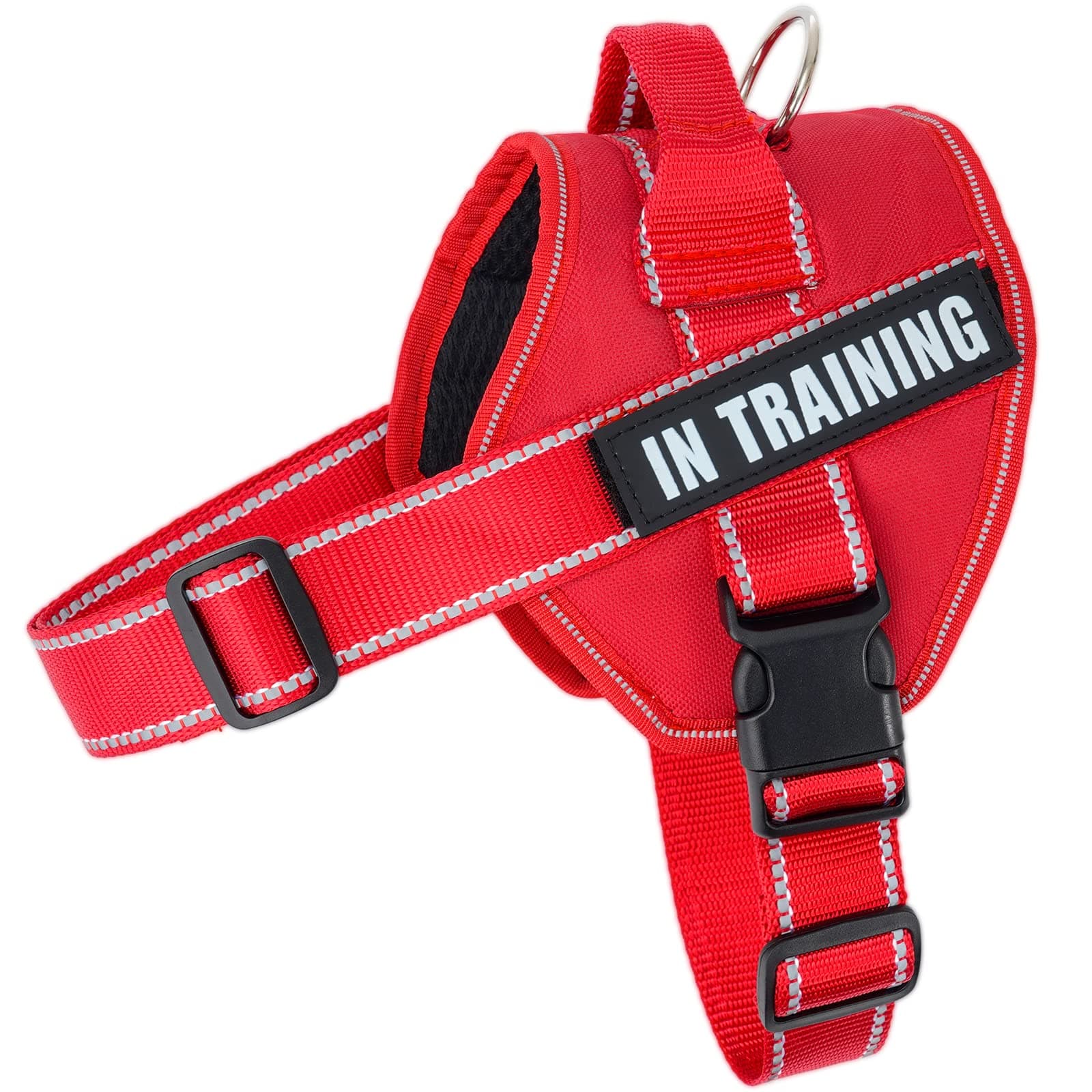 WOCUME No Pull Dog Harness Adjustable 3M Reflective Pet Vest Harness Dog Training Vest Breathable with Handle for Large Dogs Easy Control Harness(S,Red)