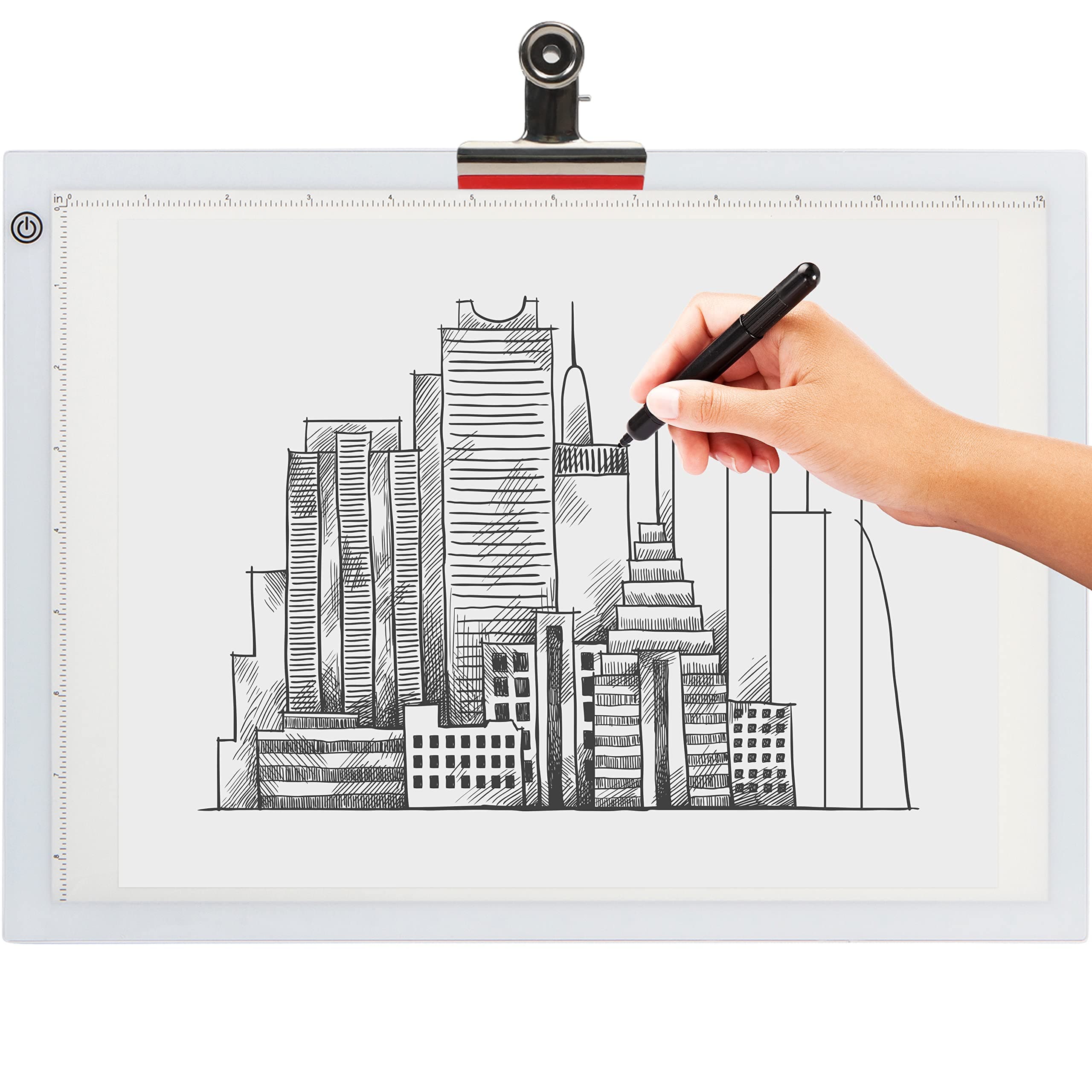 LED Tracing Light Box, Ultra-Thin Light Pad with Adjustable Brightness, Includes USB Cable, Adapter, Tracing Paper, and Clip. Portable Drawing Pad and LED Board for Sketching, Cricut Projects, Art