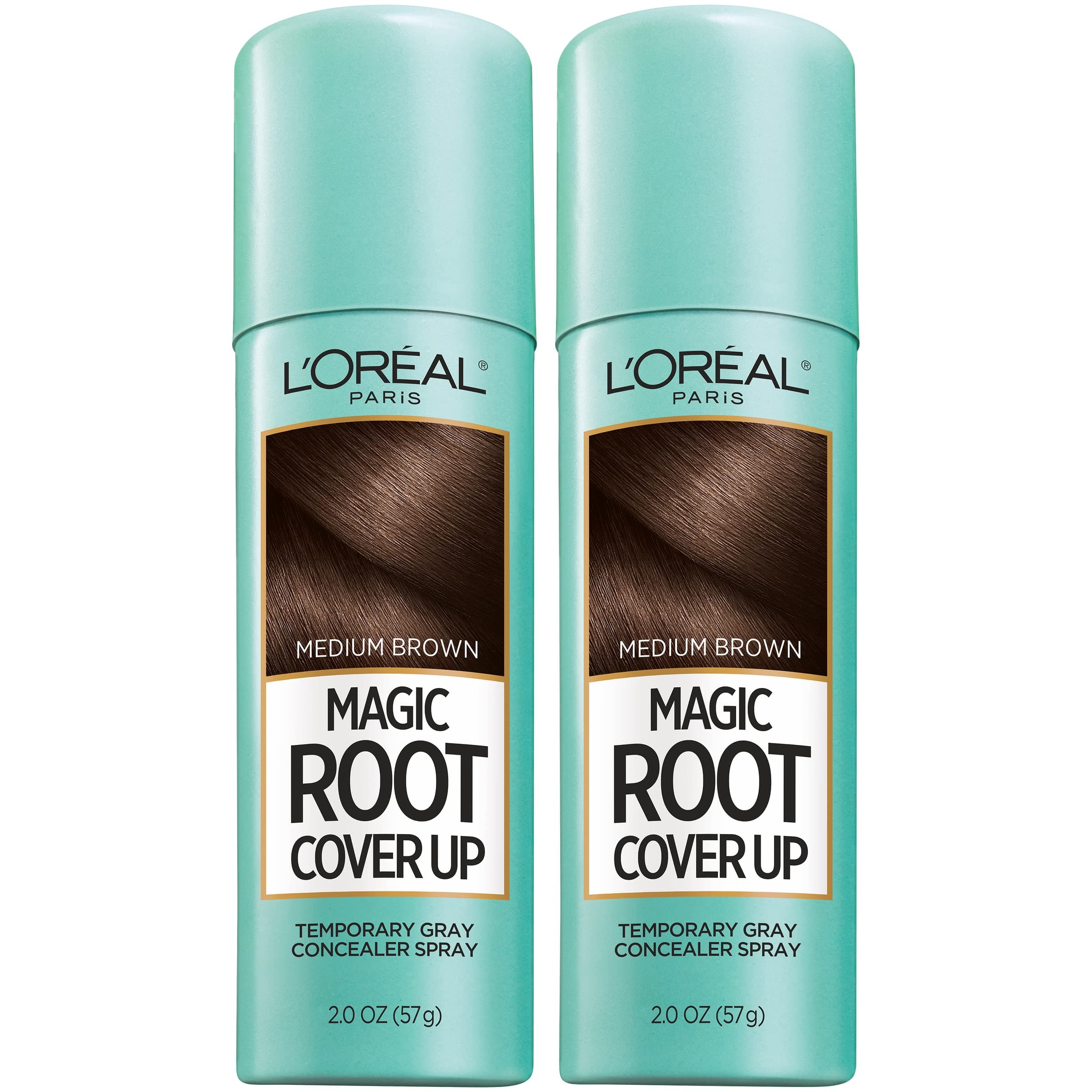 Magic Root Cover Up Gray Concealer Spray Medium Brown 4 oz (2 pack)