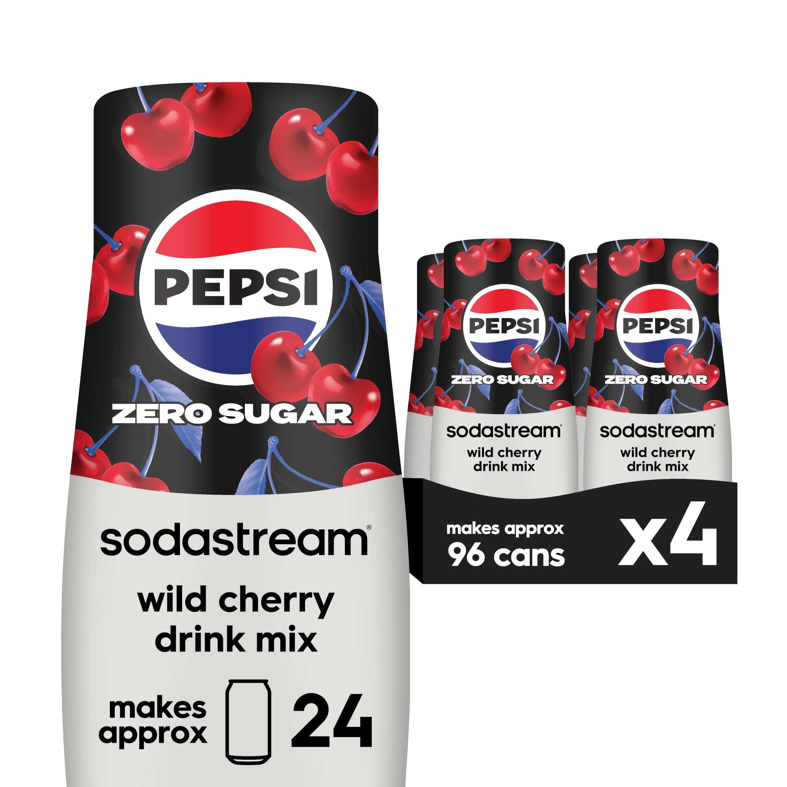 Pepsi Wild Cherry Zero Sugar Drink Mix (440 ml, Pack of 4)