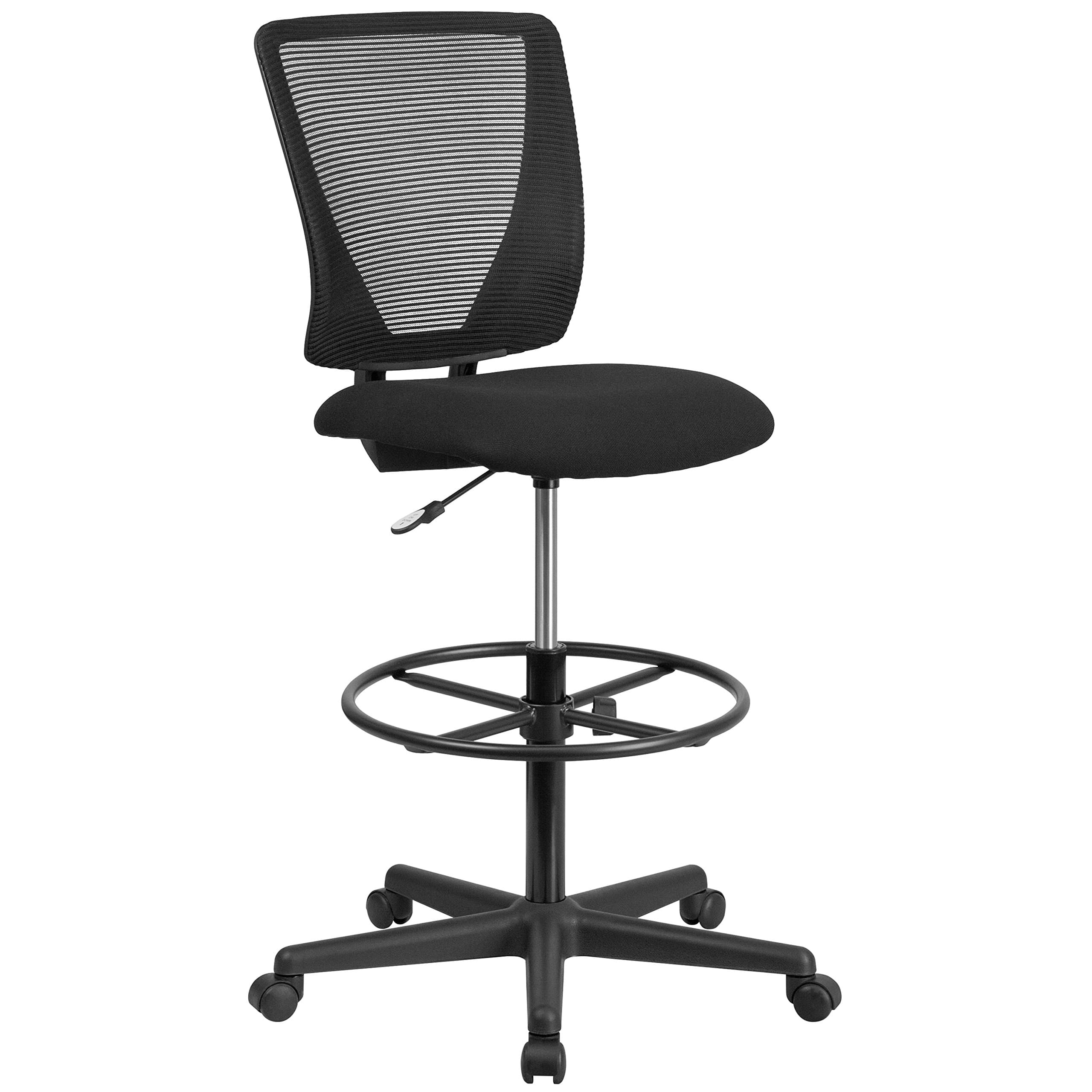 MFO Ergonomic Mid-Back Mesh Drafting Chair with Black Fabric Seat and Adjustable Foot Ring