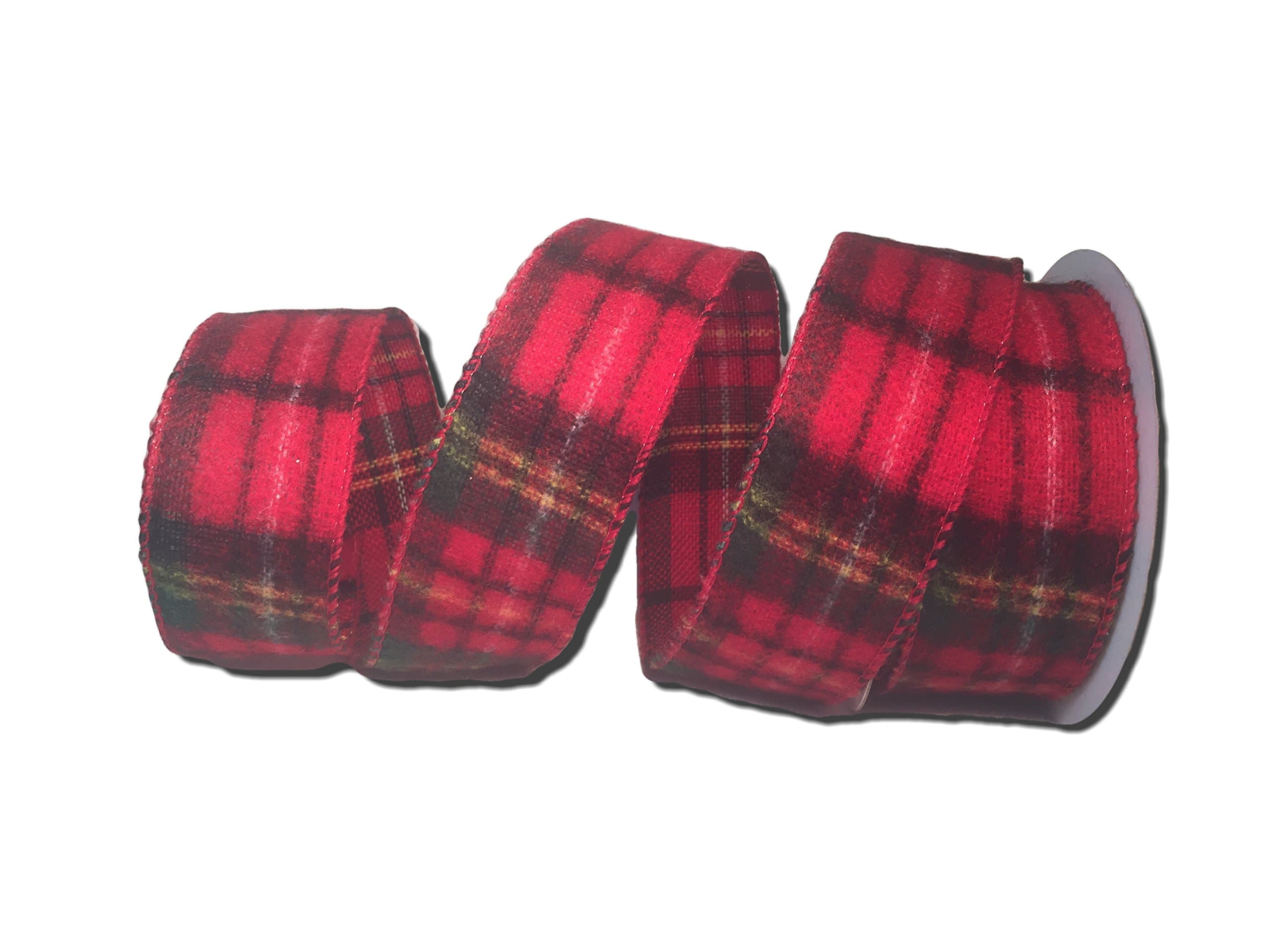 Wired Flannel Plaid Christmas Ribbon