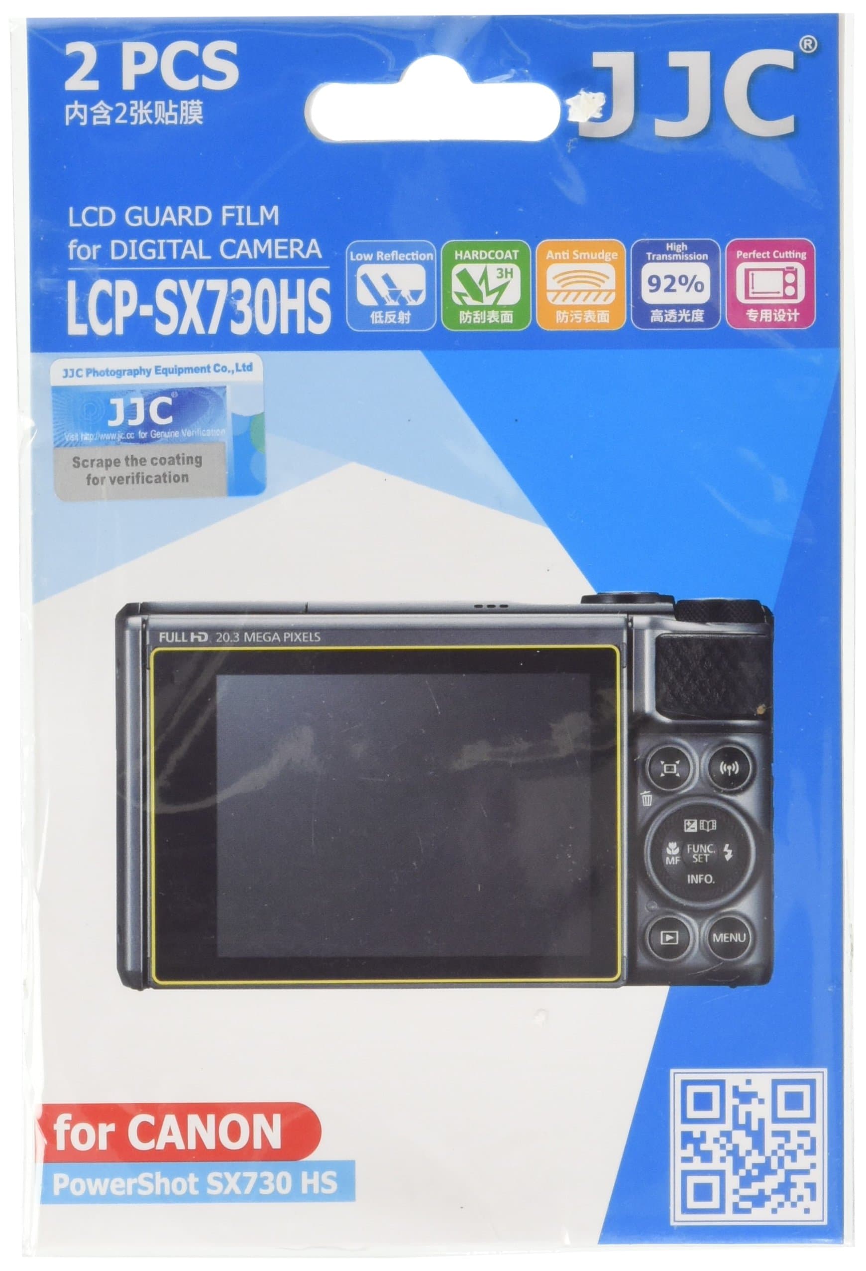 JJC LCP-SX730HS LCD Guard Screen Protector for Canon PowerShot SX730 HS SX740 HS, Canon SX730 HS Screen Protector, Scratch Resistance, Anti-Smudge Coating Screen Protector for Canon SX740 HS(2 Pcs)