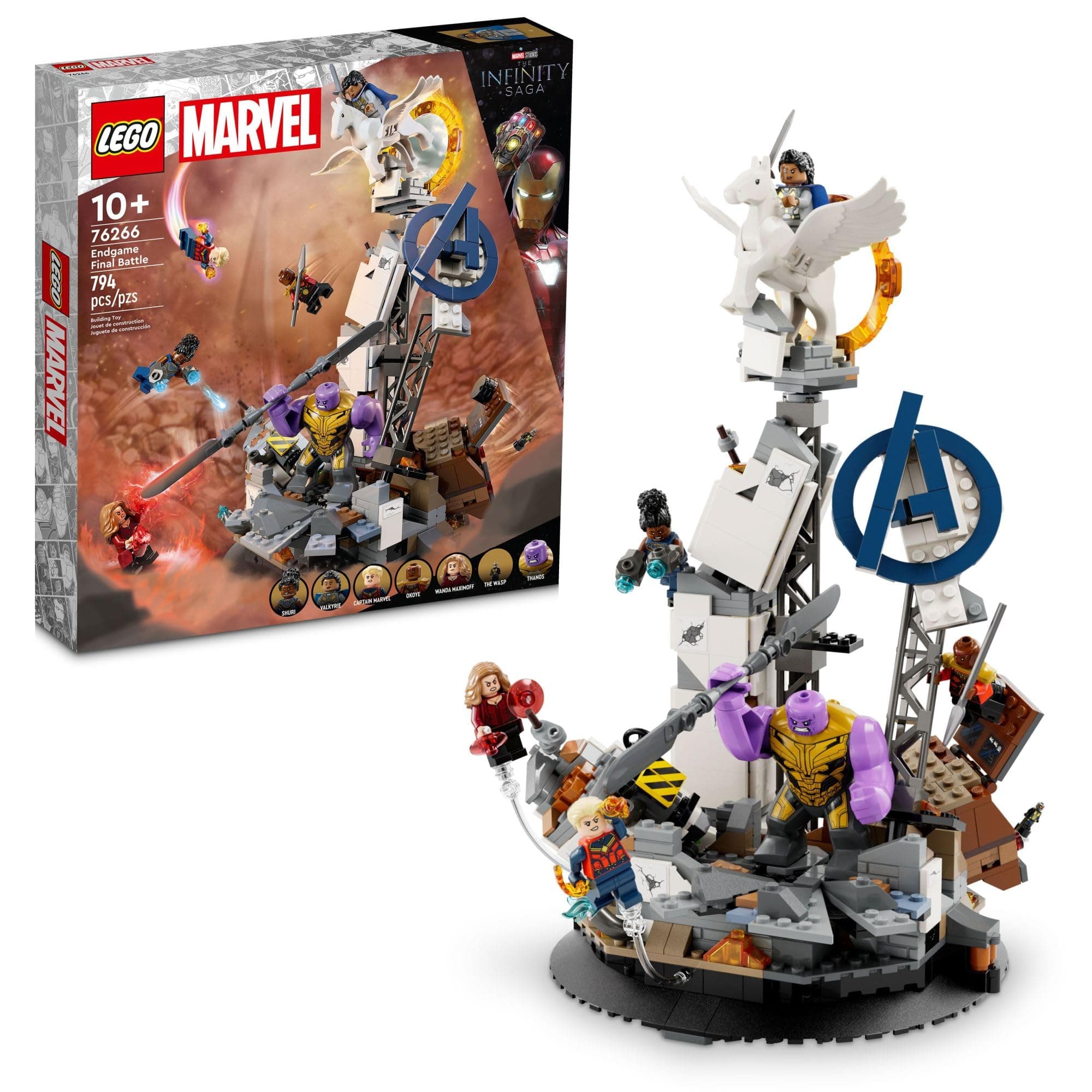 Marvel Endgame Final Battle, Avengers Model for Build and Display, Collectible Marvel Playset with 6 Minifigures Including Captain Marvel, Shuri and Wanda Maximoff, Marvel Fan Gift Idea, 76266