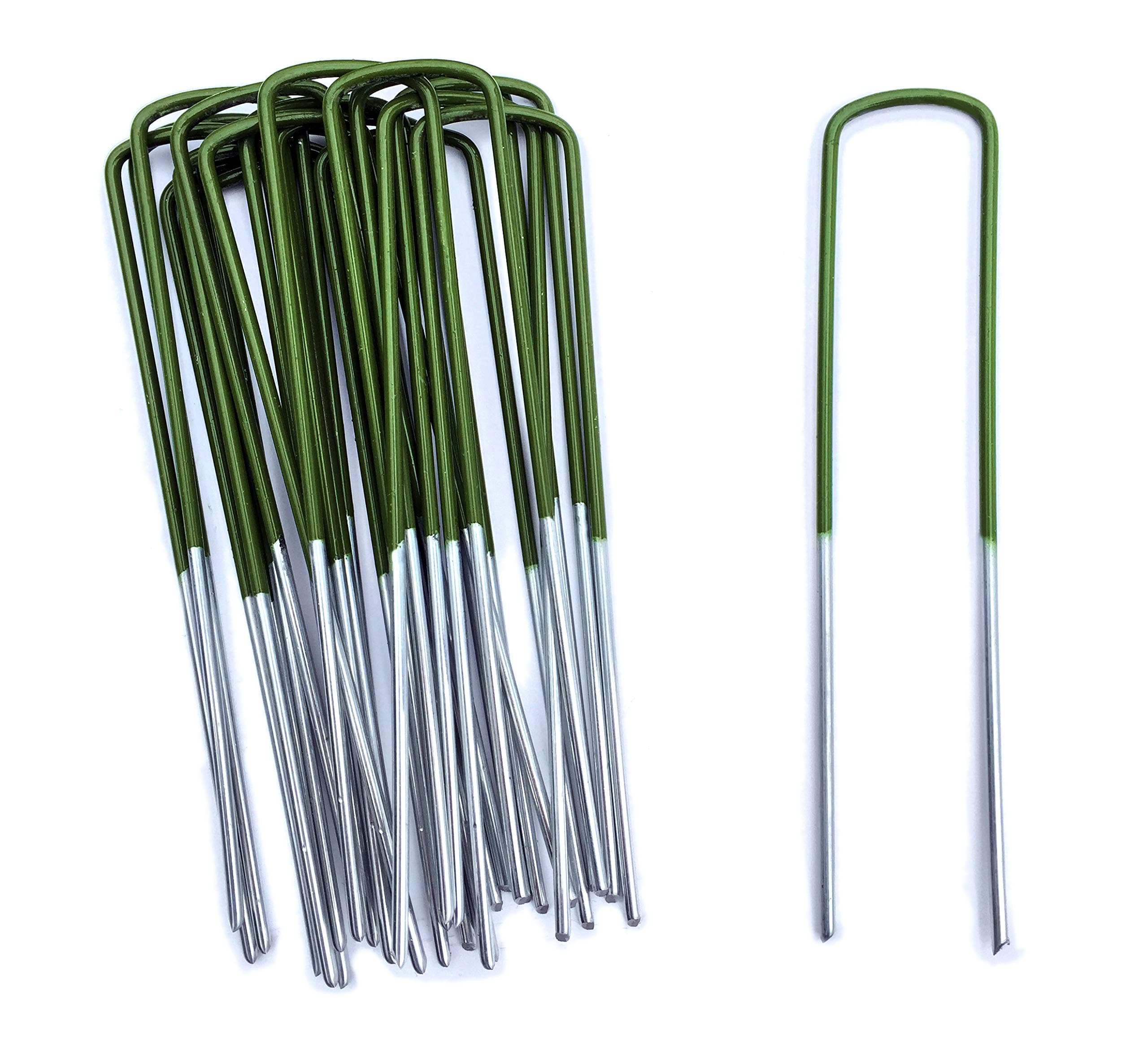 Lawn World Half-Green 30 Pack Artificial Grass Turf U Pins Galvanised Metal Pegs Staples Weed Garden Bevelled
