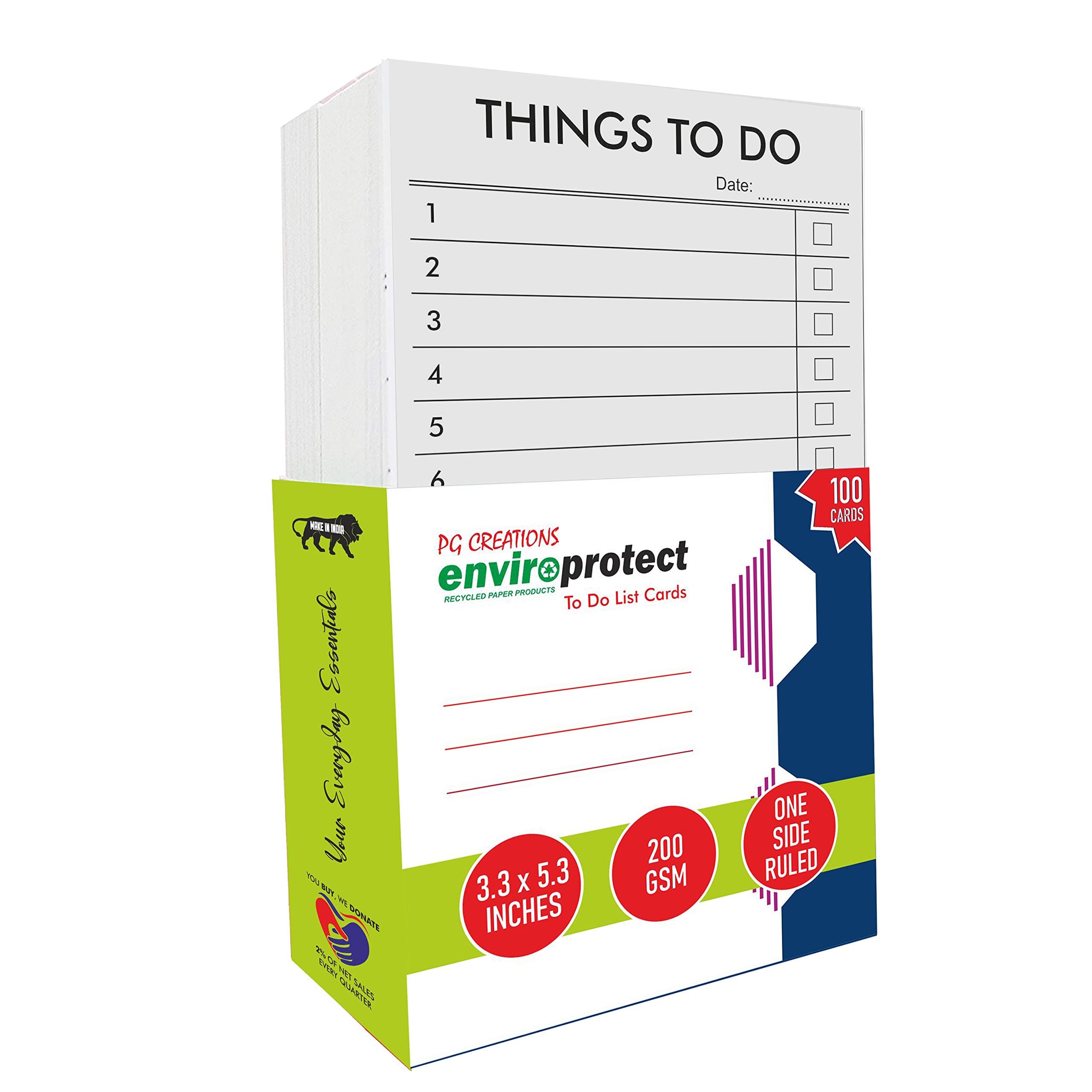 PG Creations To Do List Planner Loose Cards, Medium Size, 3.3x5.3 Inches, Single Side, 200 Gsm Thick Cardstock, Pack of 300 Cards