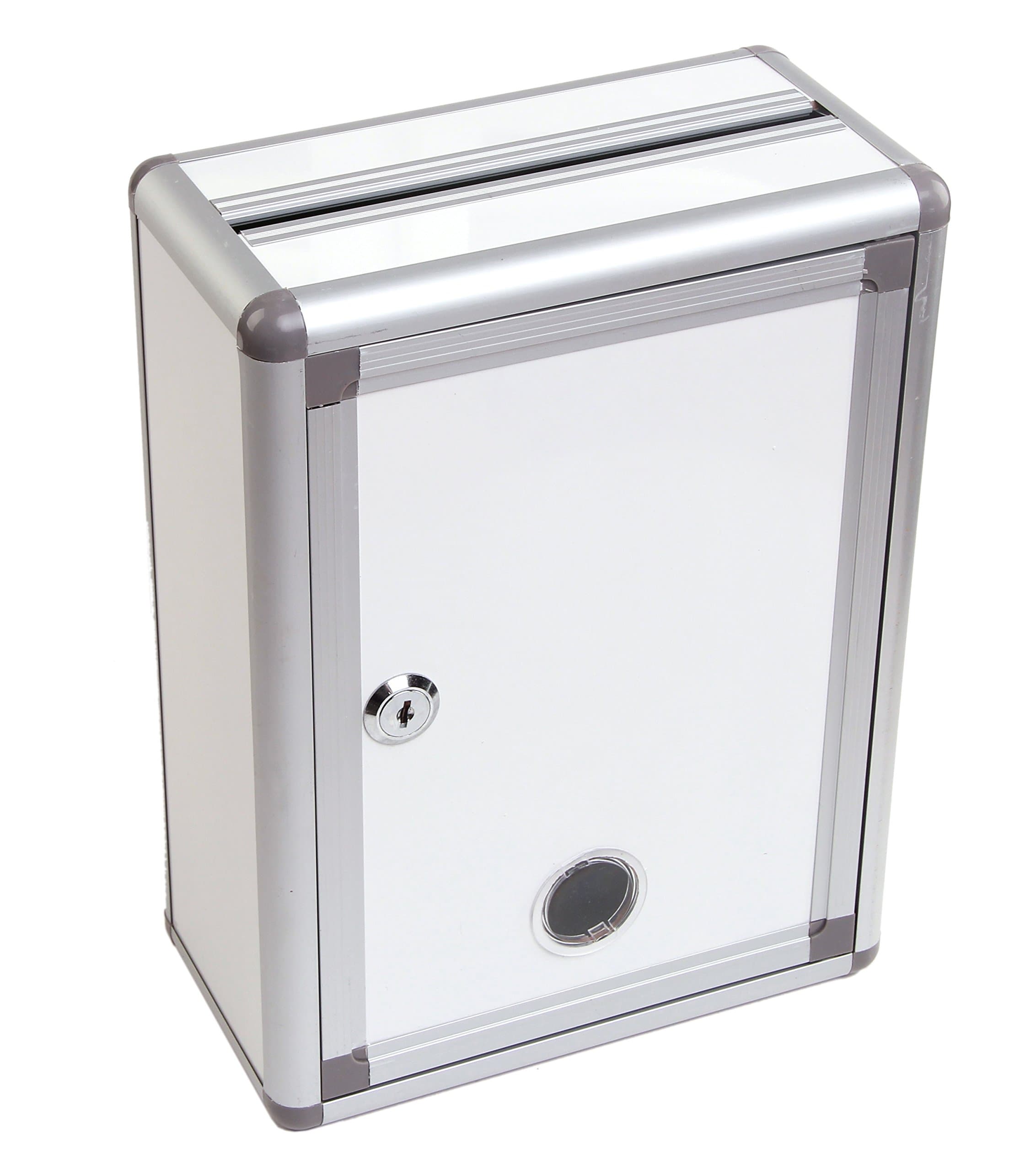 Aoakua keyed BOX (donation boxes applicants boxes ballot box mailing box questionnaire box, etc.) Silver White W22cm