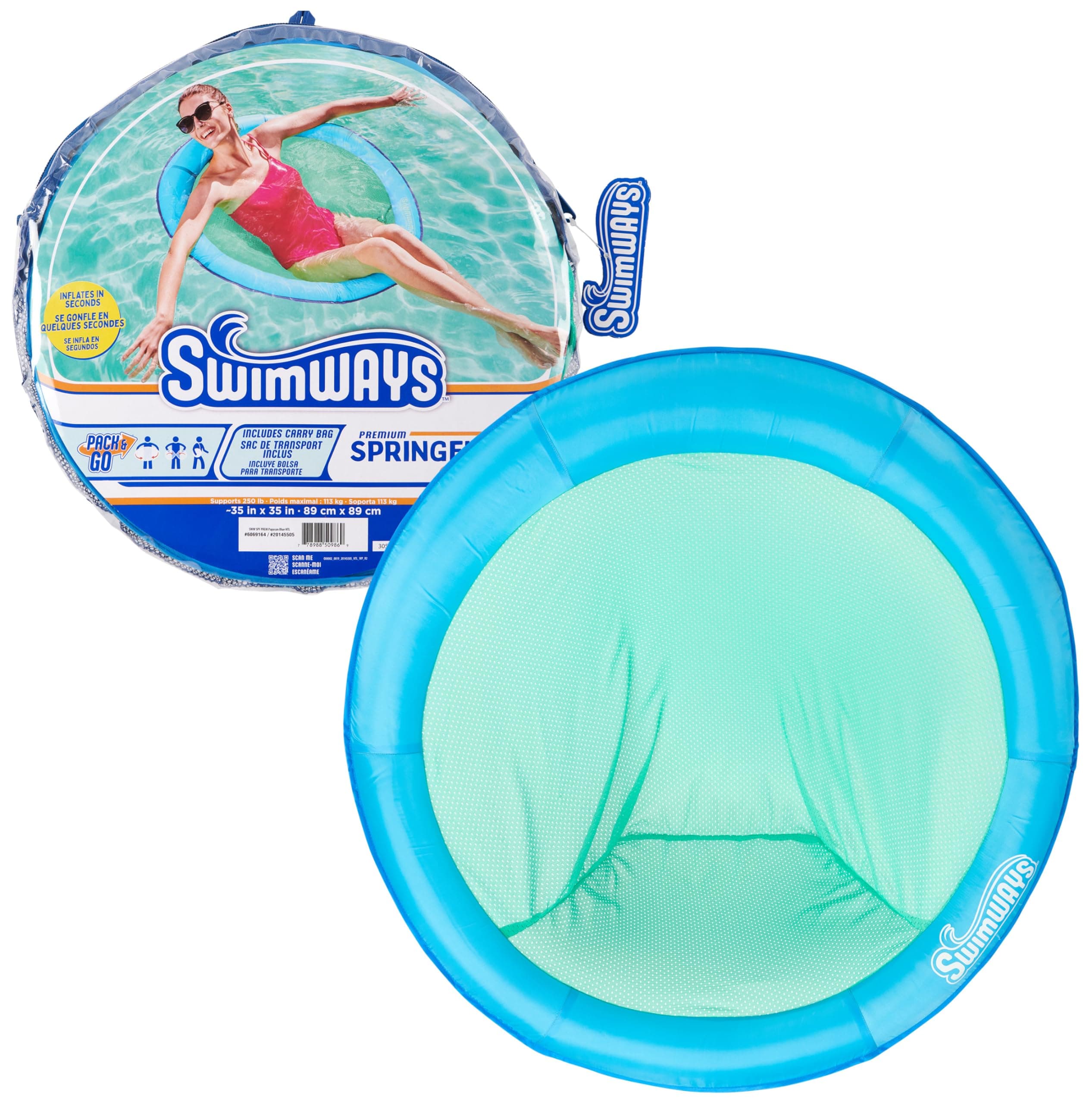 SwimWays Spring Float Papasan Inflatable Pool Lounger with Hyper-Flate Valve