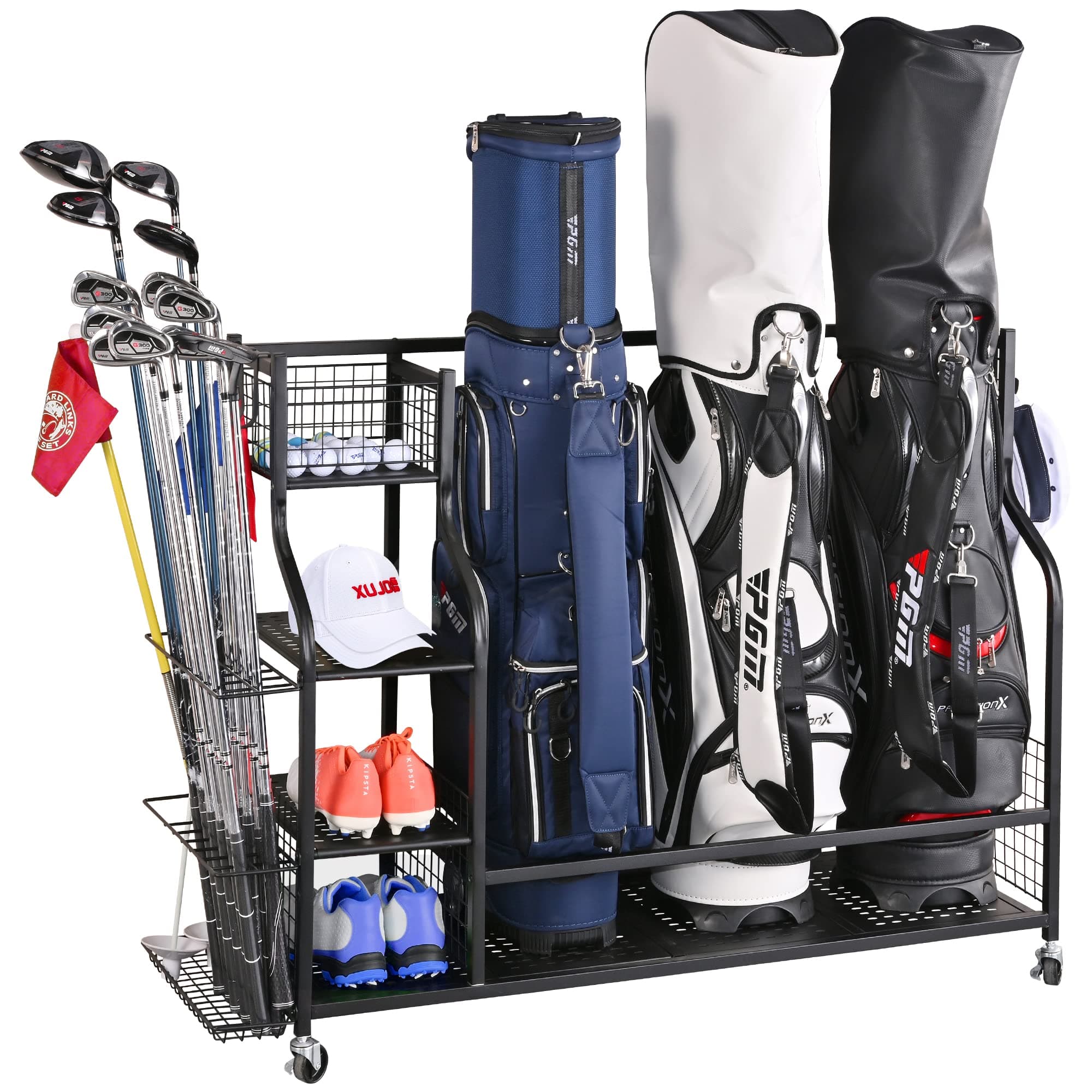 Golf Bag Storage Garage Organizer, Extra Large Size Golf Bag Storage Stand and Golf Equipment Rack for Garage,Shed, Basement