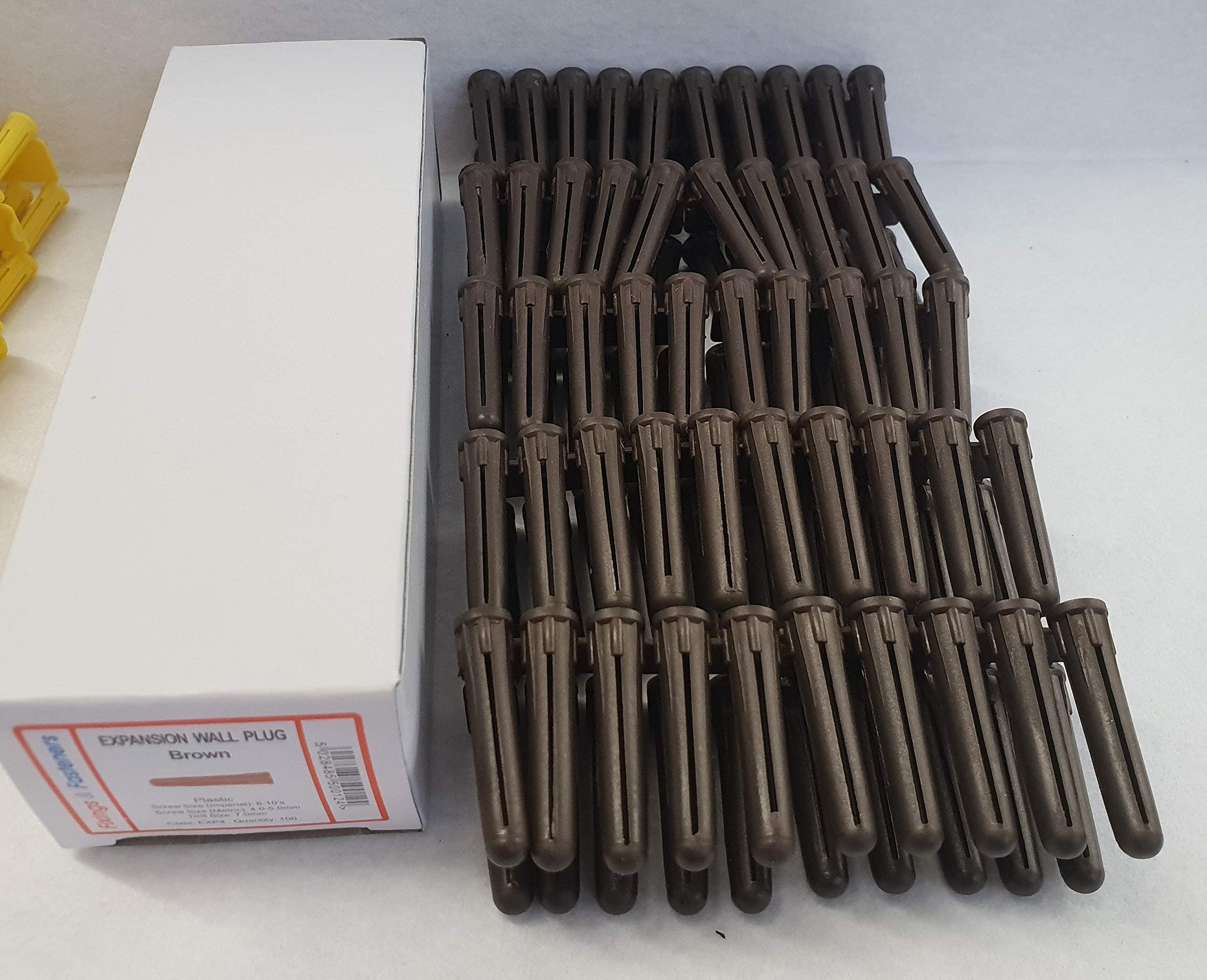 100 x Wall Plug Plastic Expansion Wall Fixing Raw Rawl Plugs 7mm Brown x 100