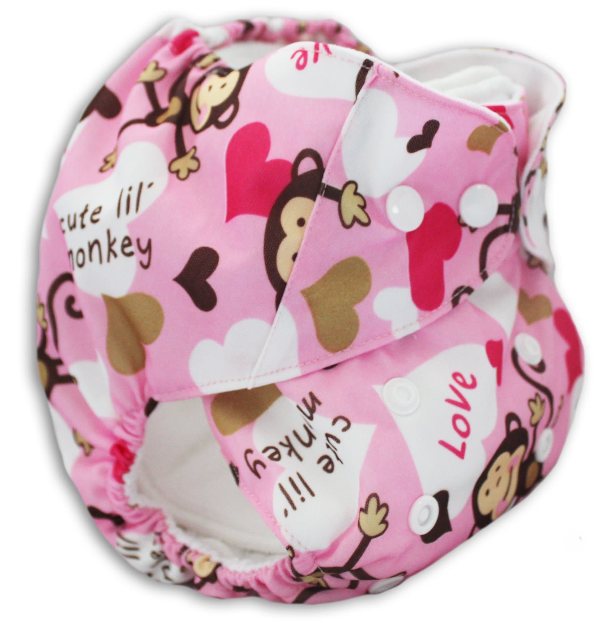 Bundle! All in One Cloth Diaper Adjustable Washable Reusable Eco Friendly PUL with Quick Snaps and a Wide, Advanced Leak Resistance, Super Soft Suede Pocket for Inserts. With a Set of 3 Diaper Inserts! Dry Bum, Happy Mom! (Precious Pink Munchkin)