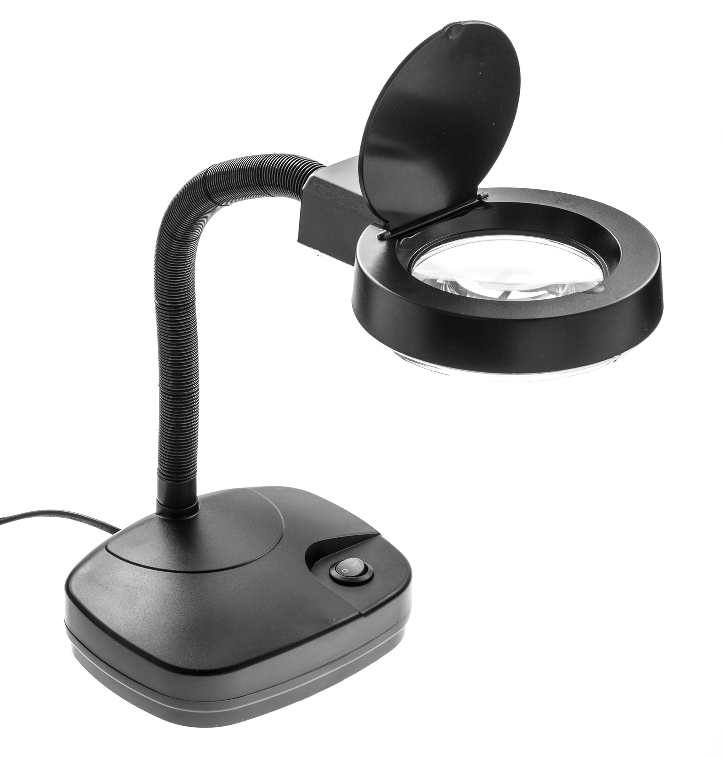 SE - 3.5X Magnification Table Lamp with Fluorescent Light - Flexible Gooseneck, Heavy Base, Cool White Lighting - Ideal for Craftsmen, Jewelers, Hobbyists - 12" Adjustable Neck, 110V-120V -MC353B