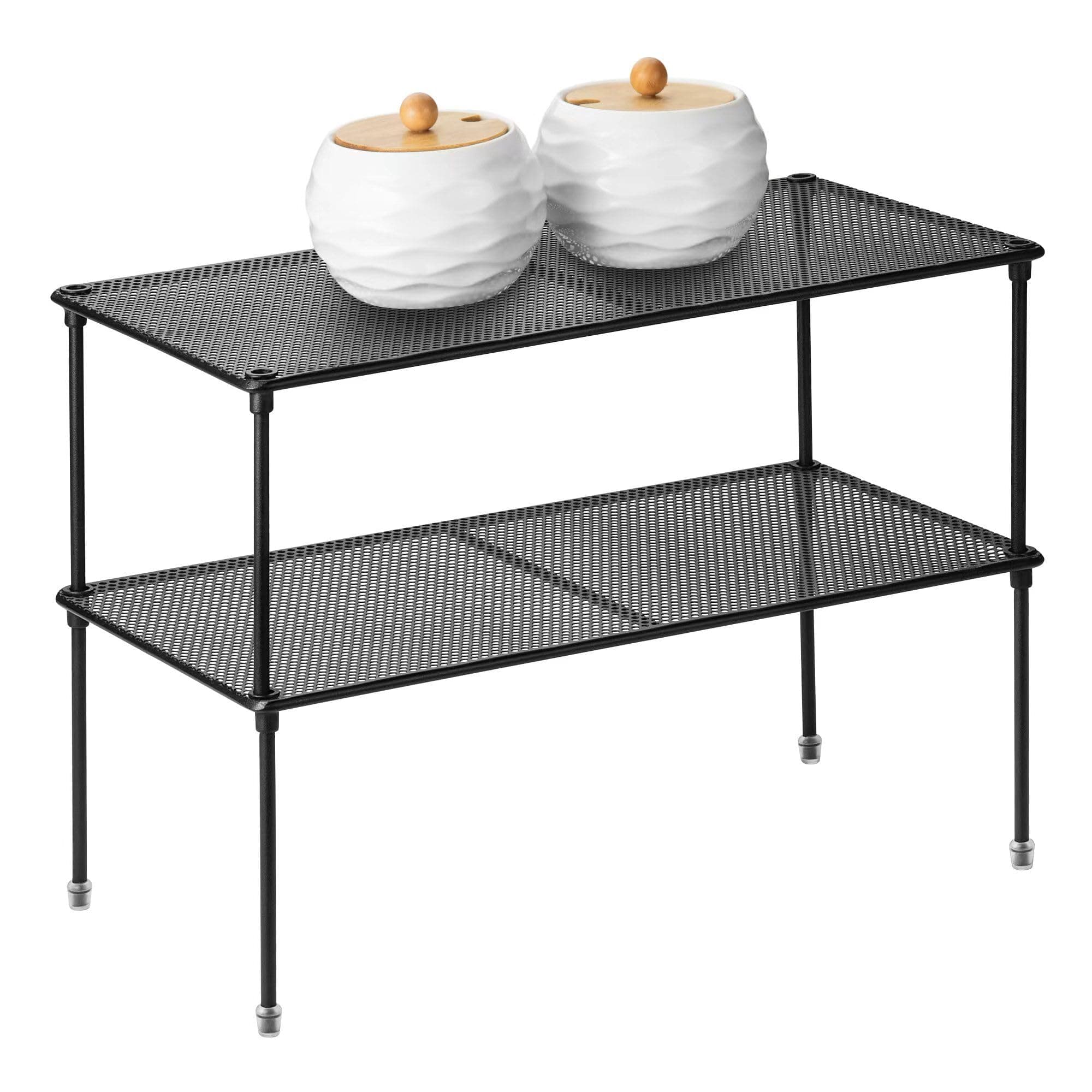 2-Pack Kitchen Cupboard Shelf Organizer for Cabinet, Expandable & Stackable Counter Cupboard Organiser, Storage Rack for Bathroom, Kitchen, Laundry Room