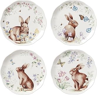 893465 Butterfly Meadow Bunny 4-Piece Accent Plate Set