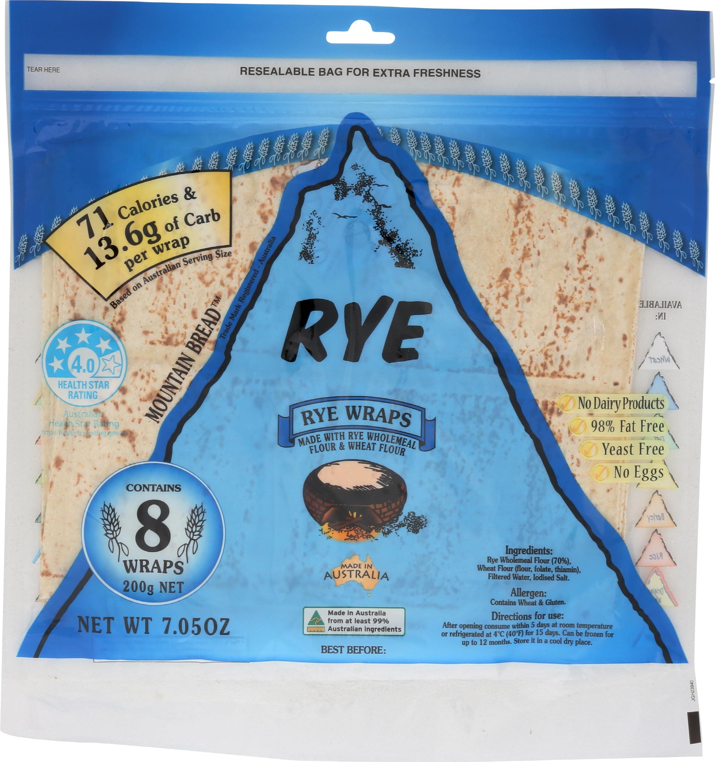 Mountain Bread Rye Wraps, 200 g