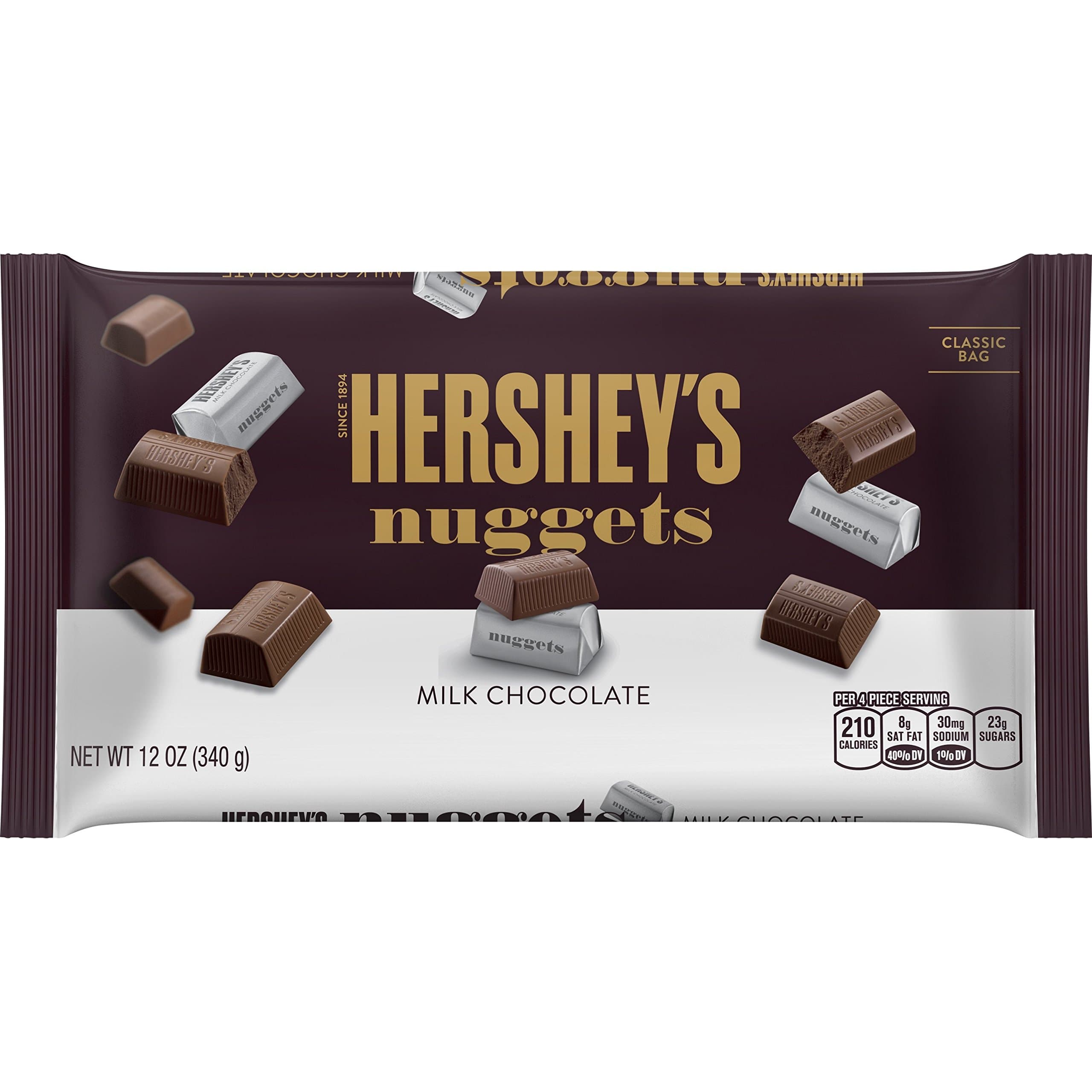 HERSHEY'S Nuggets, Gluten-Free Solid Milk Chocolate Candy, 12 Ounce Bag (Pack of 6)
