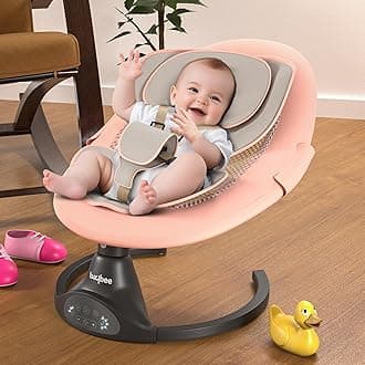 Baybee Premium Automatic Electric Baby Swing Cradle for baby with 5 Swing Speed, Soothing Vibrations & Music | Baby Rocker with Mosquito Net, Safety Belt & Removable Babies Toys (Pink)