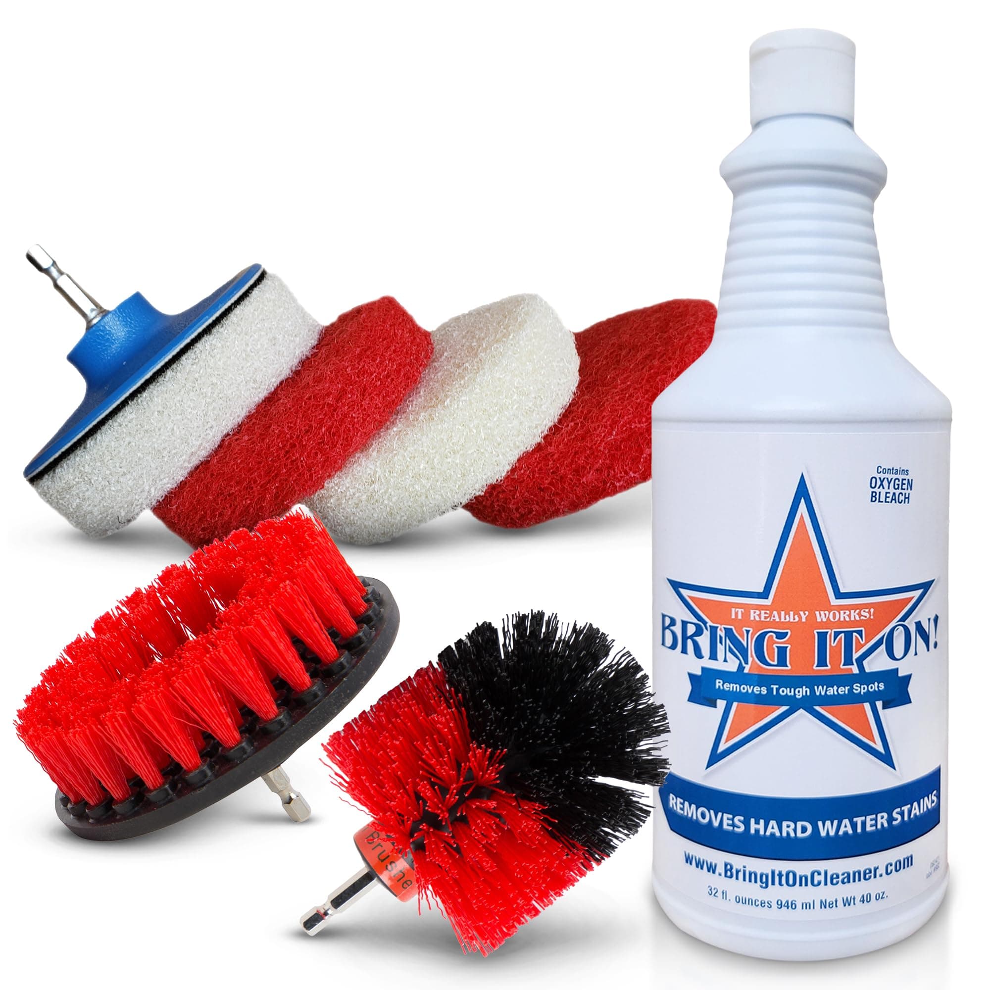 Water Spot Remover, Plus Drill Brushes and Pads, Home Deep Cleaning Kit for Kitchen and Bathroom, Clean Tile and Grout, Cleaning Brush for Drill, Drill Scrub Brush, Drill Brush Attachment