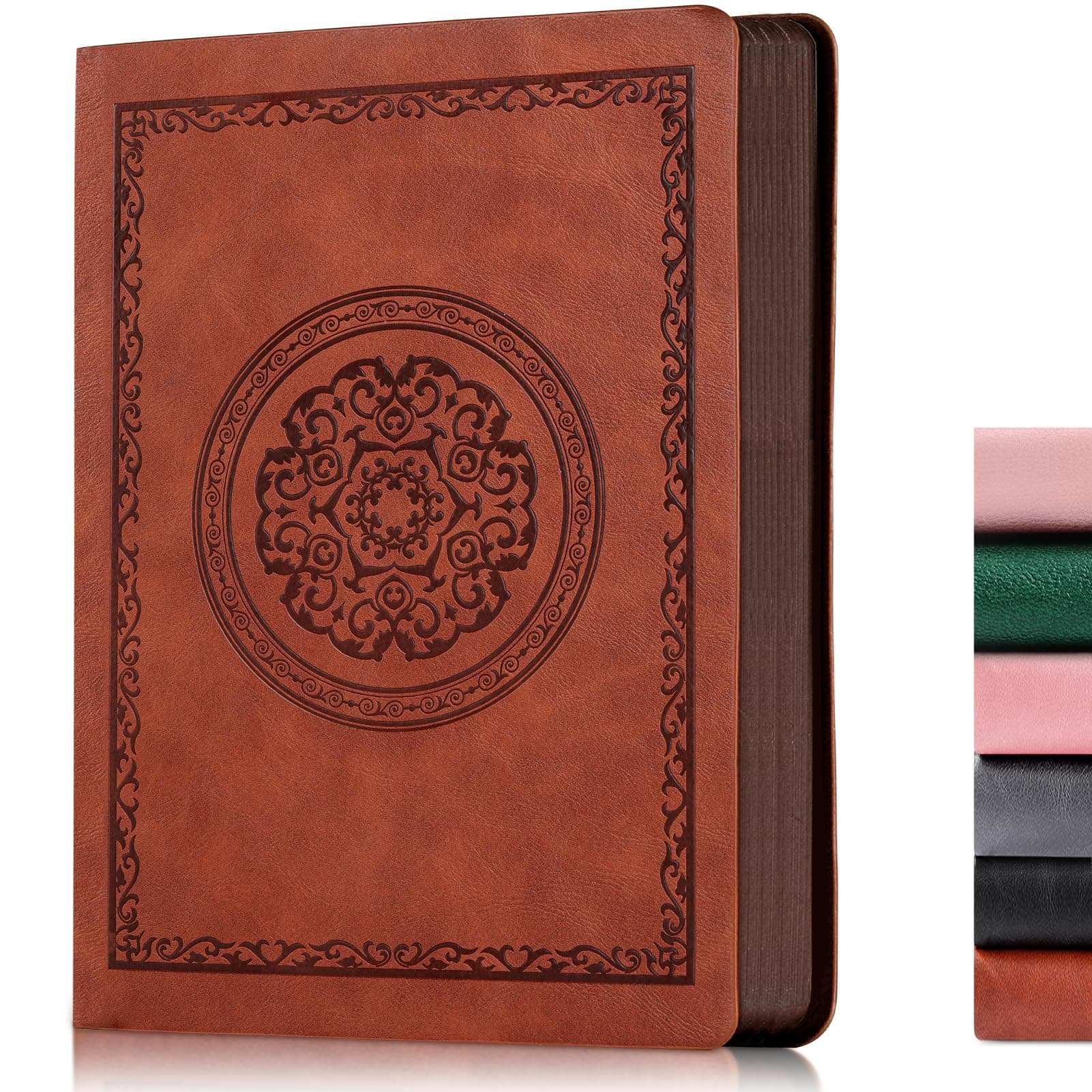 300 Pages Leather Blank Journal Notebook,Softcover Leather Blank Journal Notebook for Women Men,300 Pages Notebook for Work,Office,School Note Taking,5.7'' X 8.3'',Brown