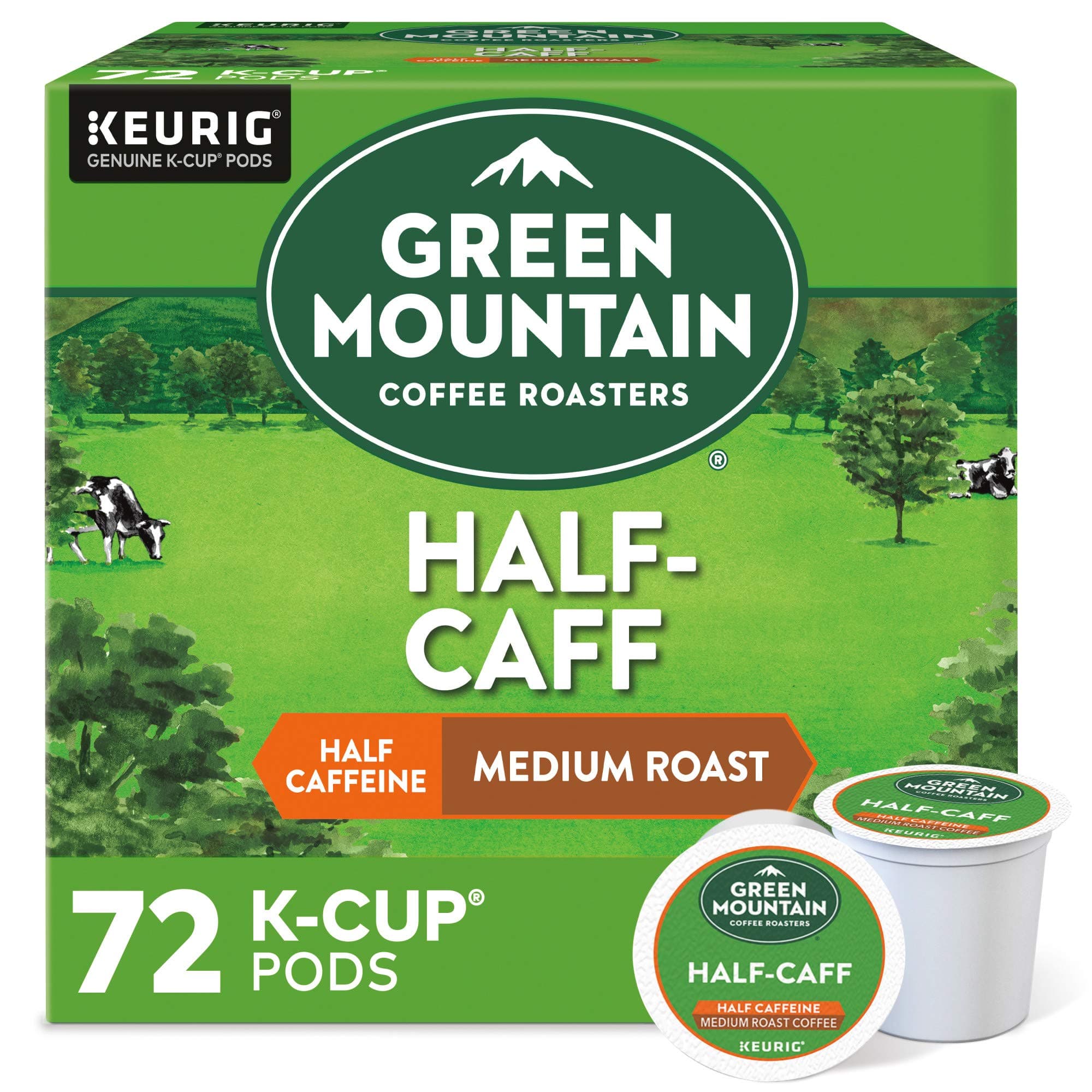 Green Mountain Coffee Half-Caff, Regular/Med Roast K-Cup Portion Pack for Keurig K-Cup Brewers, 72-Count by Green Mountain Coffee