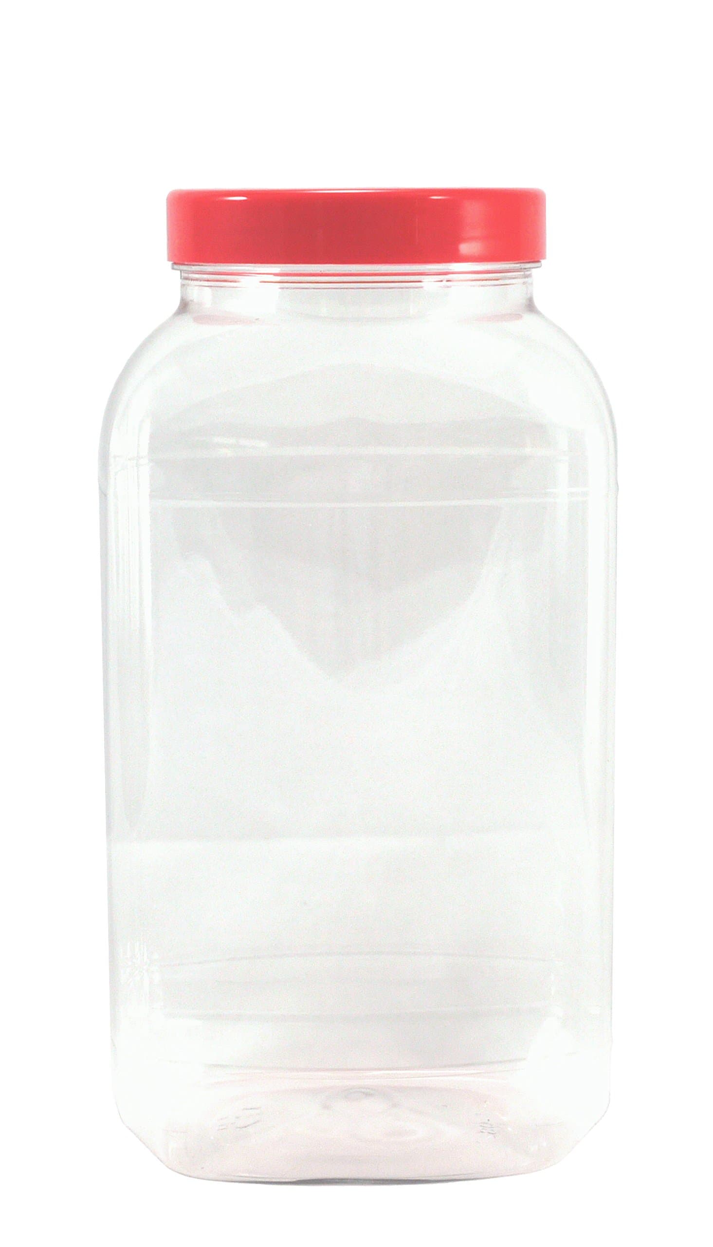 Empty Plastic Jar with Red Screw Top Lid 4430ml by Britten & James®. Food Grade PET Plastic - Perfect Storage Container for Sweets, Candy, Cookies, Supplements etc.