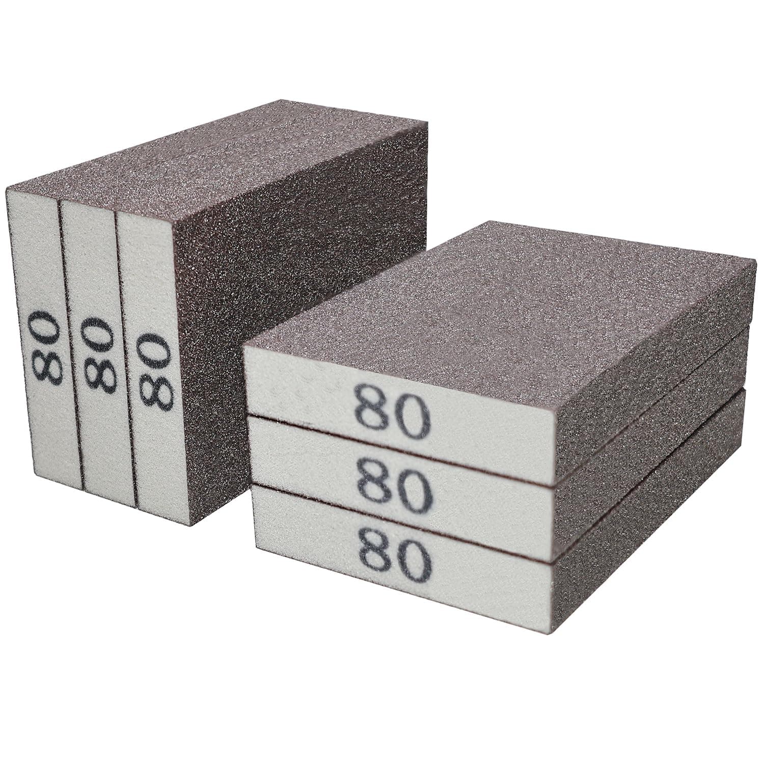6 Pack 80 Grit Hand Sanding Block, Washable and Reusable Sanding Sponge Great for Pot Brush Pan Brush Sponge Brush Glasses Sanding Wood Sanding Metal Sanding (80 Grit)
