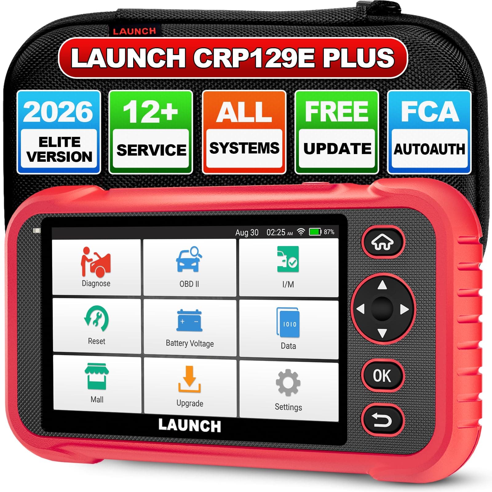 CRP129E Plus OBD2 Scanner, All-in-ONE Full System Diagnostic Scan Tool, Lifetime Free Update, 12 Reset Oil/TPMS/EPB/SAS/BMS/Throttle Reset, Injector Coding, FCA AutoAuth, Battery Test,Auto VIN
