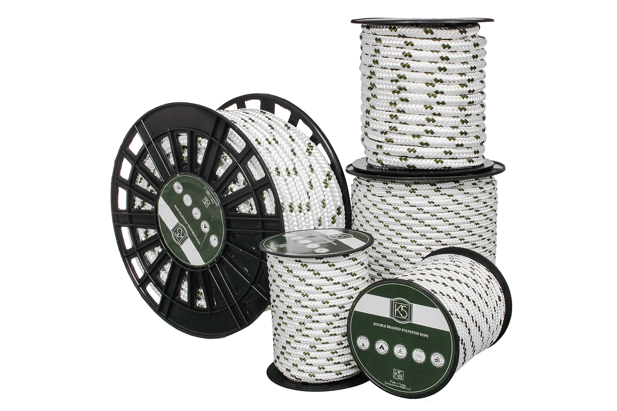 KisPremium Quality Double Braided Nylon Polyester Rope 6 MM (1/4 inch 60 ft) - Boat, Docking, Anchor - Heavy-Duty Extra Strength - Multi-Purpose, Sailing, Crafting, Camping, Marine - Made in Turkey