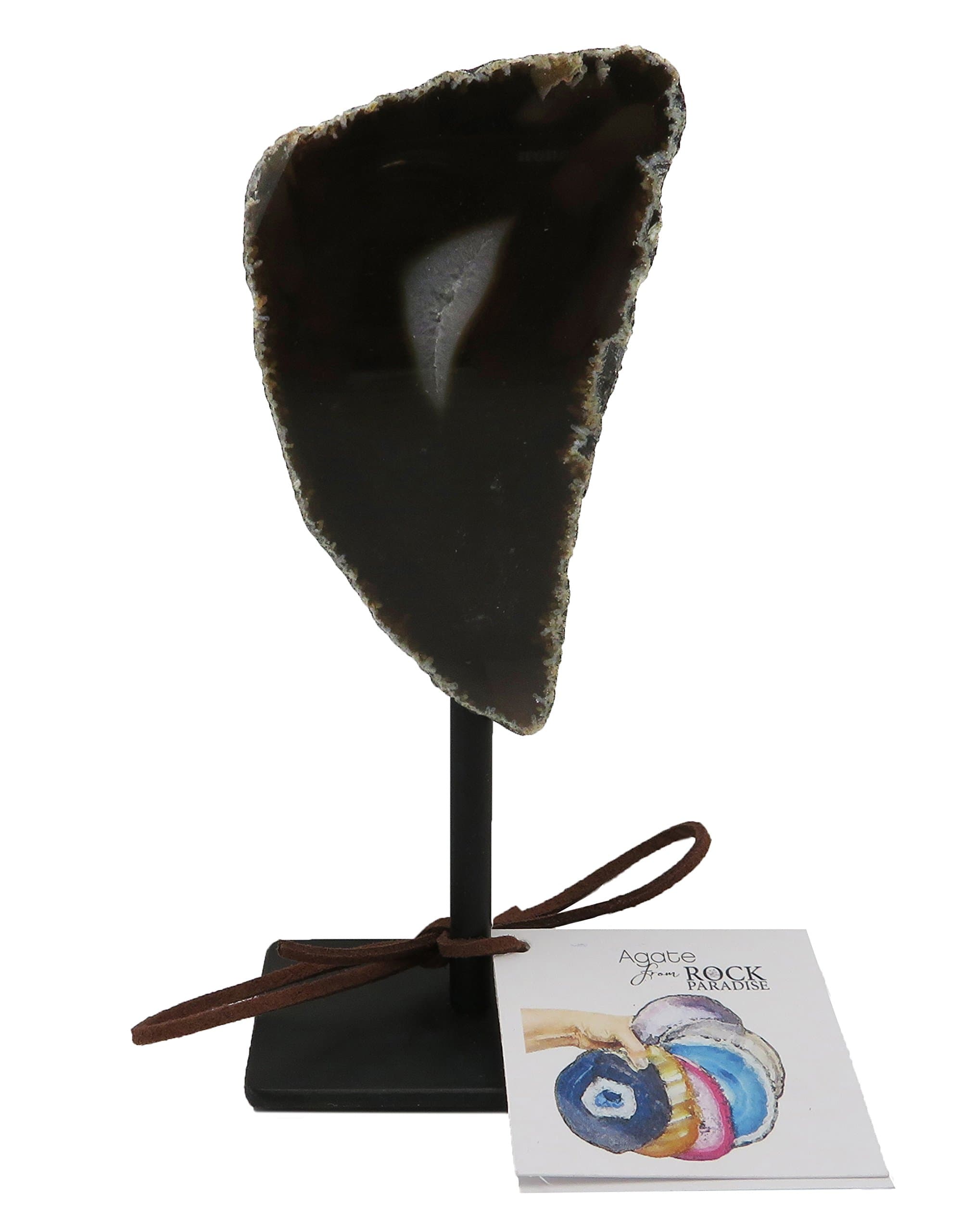 Rock Paradise Multi Colored Geode on Metal Stand Agate Slice Druzy - Metal Stand - Crystal Healing - Home Decor Exclusive COA (Natural)