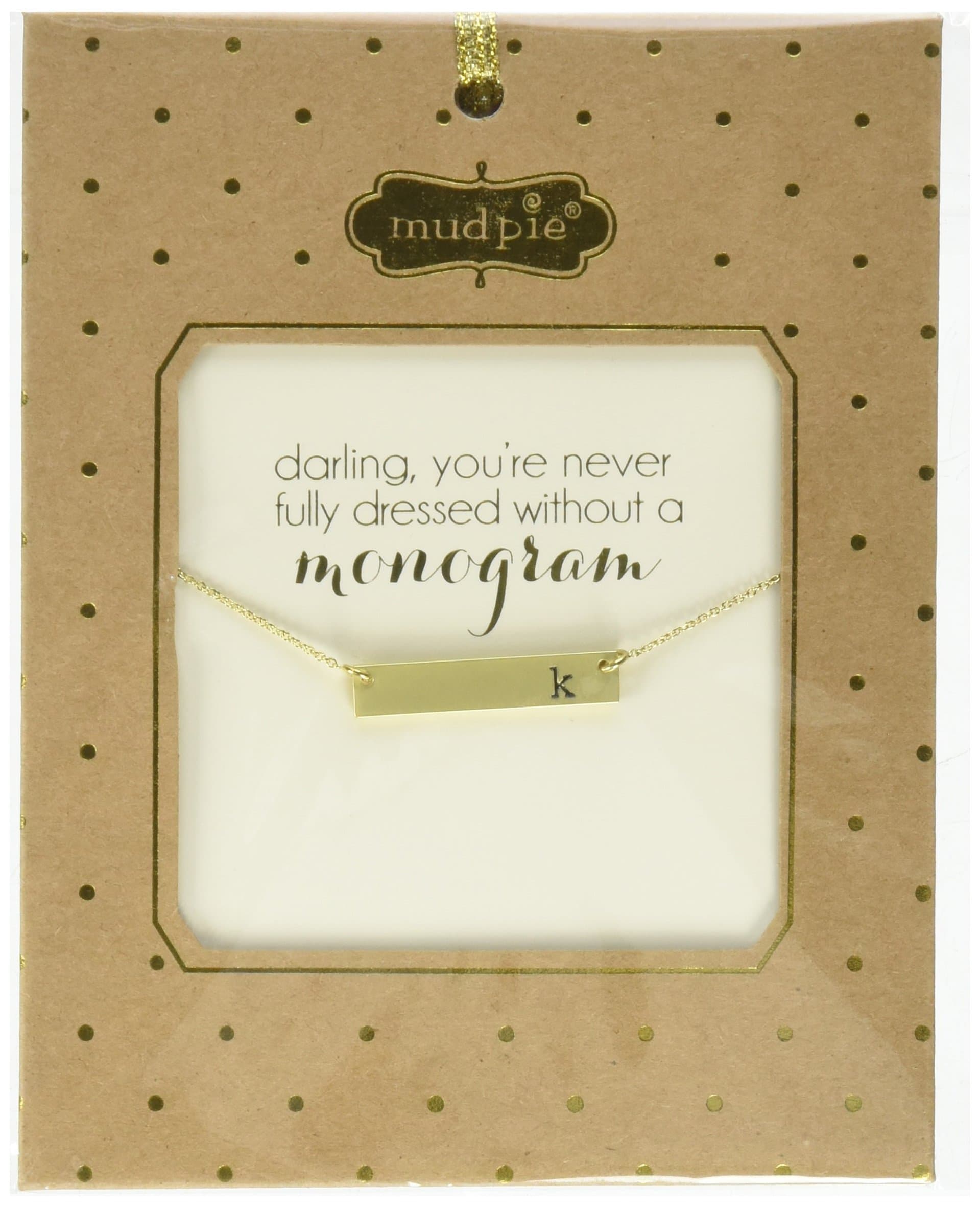 Mud Pie Chelsea Gold Bar Initial Monogram Necklace