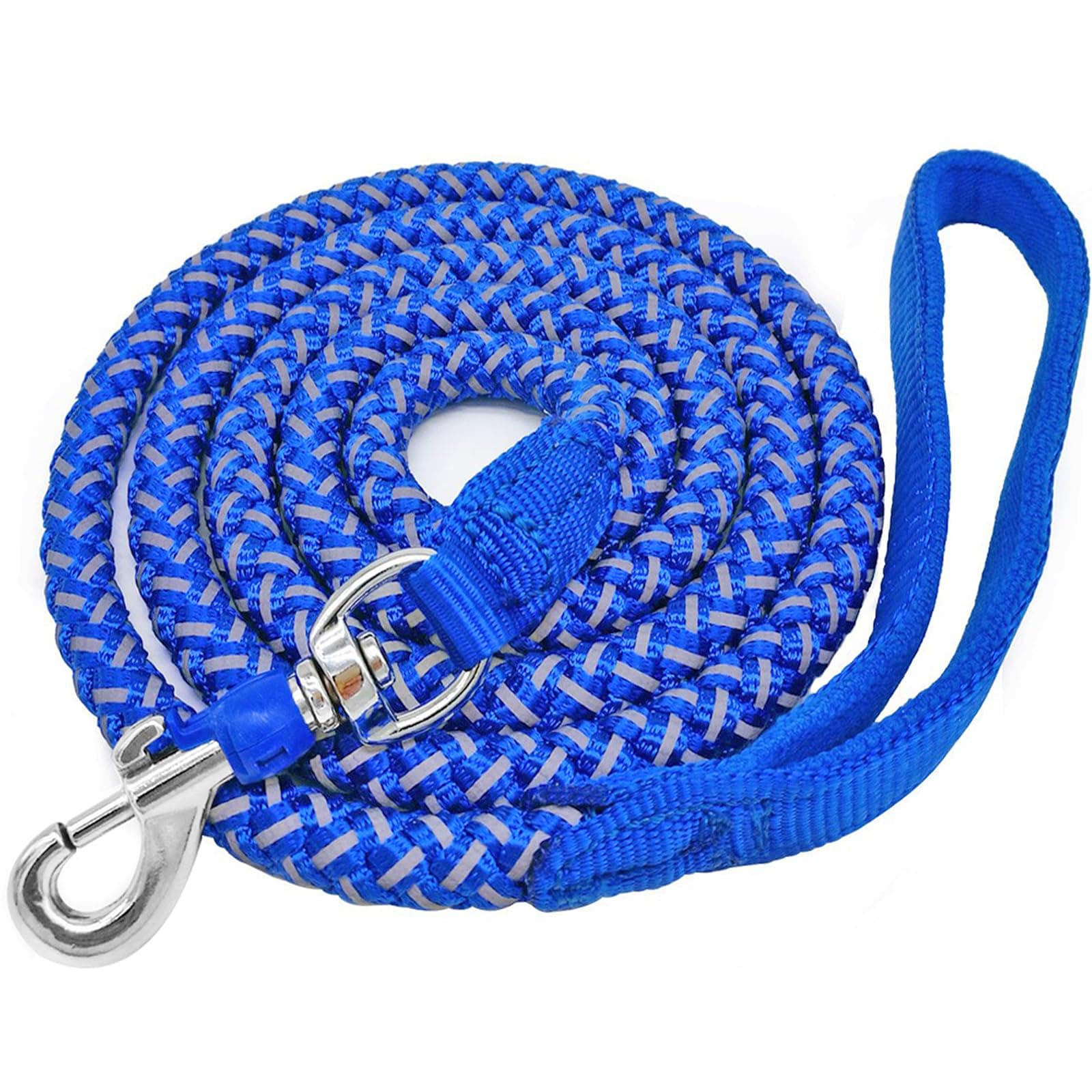 2/3/4/6/10 Foot Reflective Dog Leash Heavy Duty Strong Nylon Rope Braided for Large Medium Small Dogs Walking Training Leads (Blue, 6ft * 1/2")