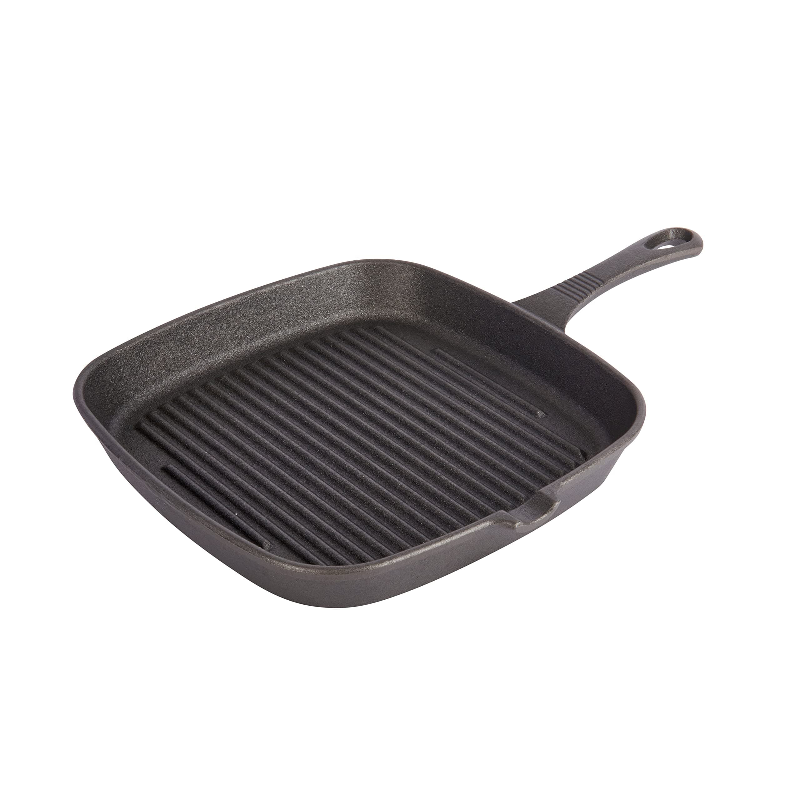 KitchenCraft Cast Iron Griddle Pan for Induction Hob, Square, 23cm, Black, 15 Years Guarantee