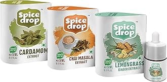 - Spice Drop Combo Of Chai Masala, Lemongrass & Cardamom | Extract for Chai Tea, Soups & Desserts | 5Ml(3 X 180 Drops)