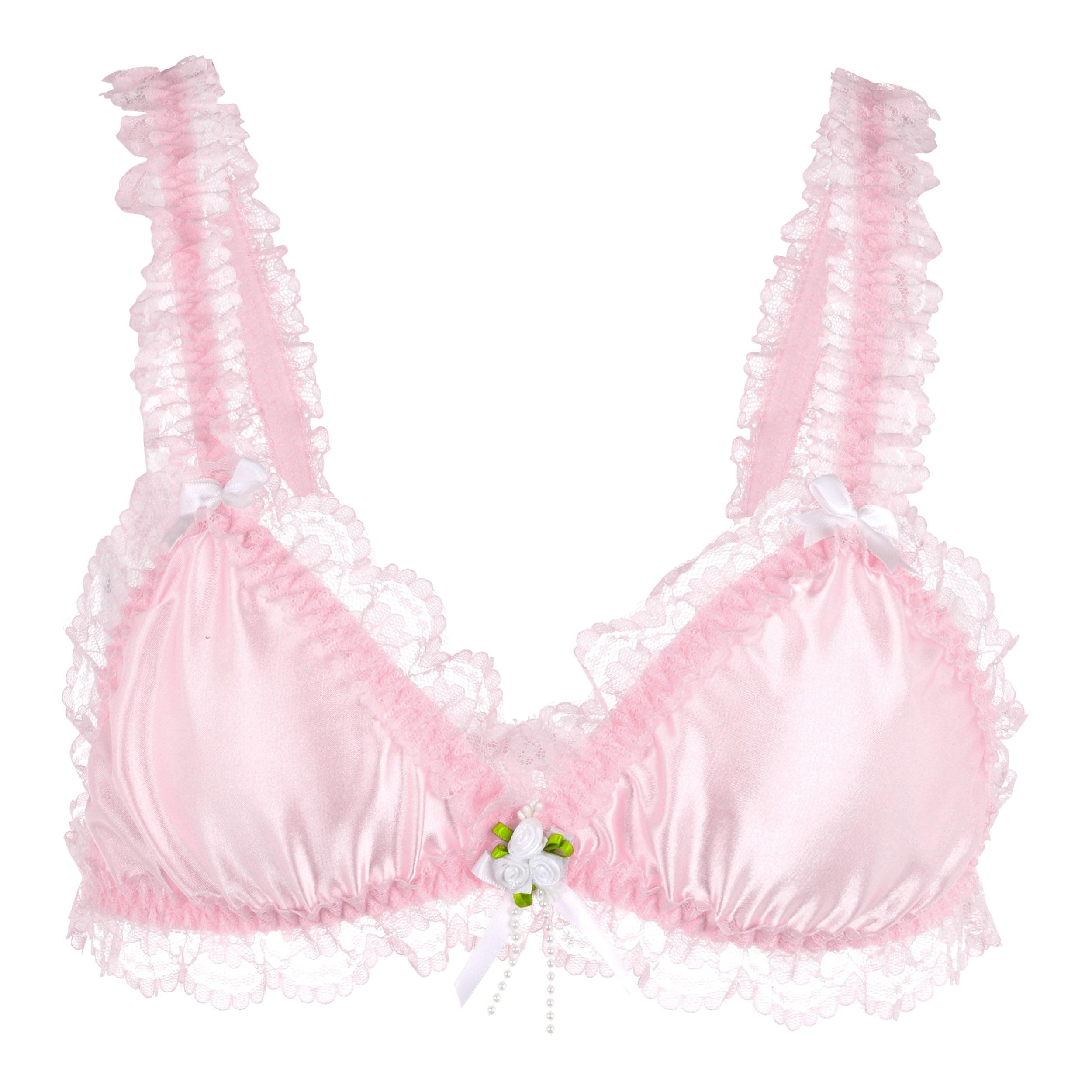 Sissy Frilly Lace Fitted Satin Bralette