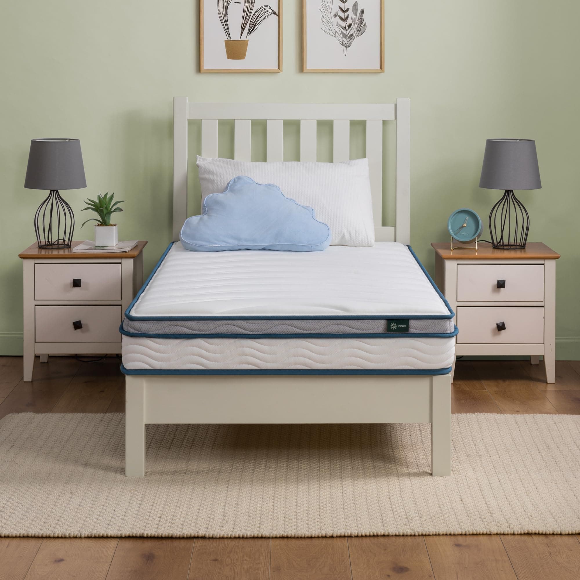 Zinus 6 Inch Spring Sensation Hybrid Mattress [New Version], Medium Firm Feel, Fiberglass Free, Youth and Guest Bedroom, Mattress in A Box, Twin