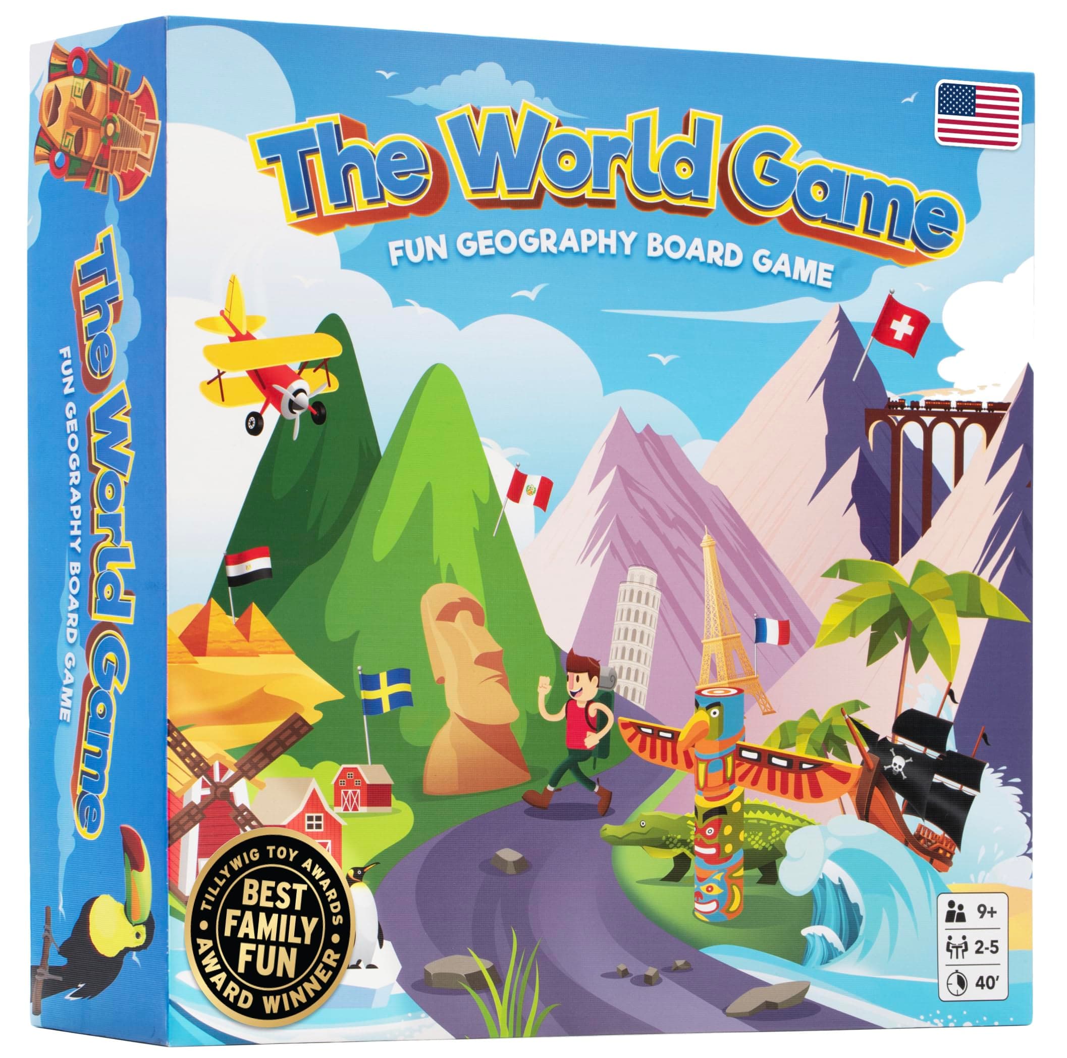 The World Game - Fun Geography Board Game - Educational Game for Kids & Adults - Cool Learning Gift Idea for Teenage Boys & Girls, 2-5 Players