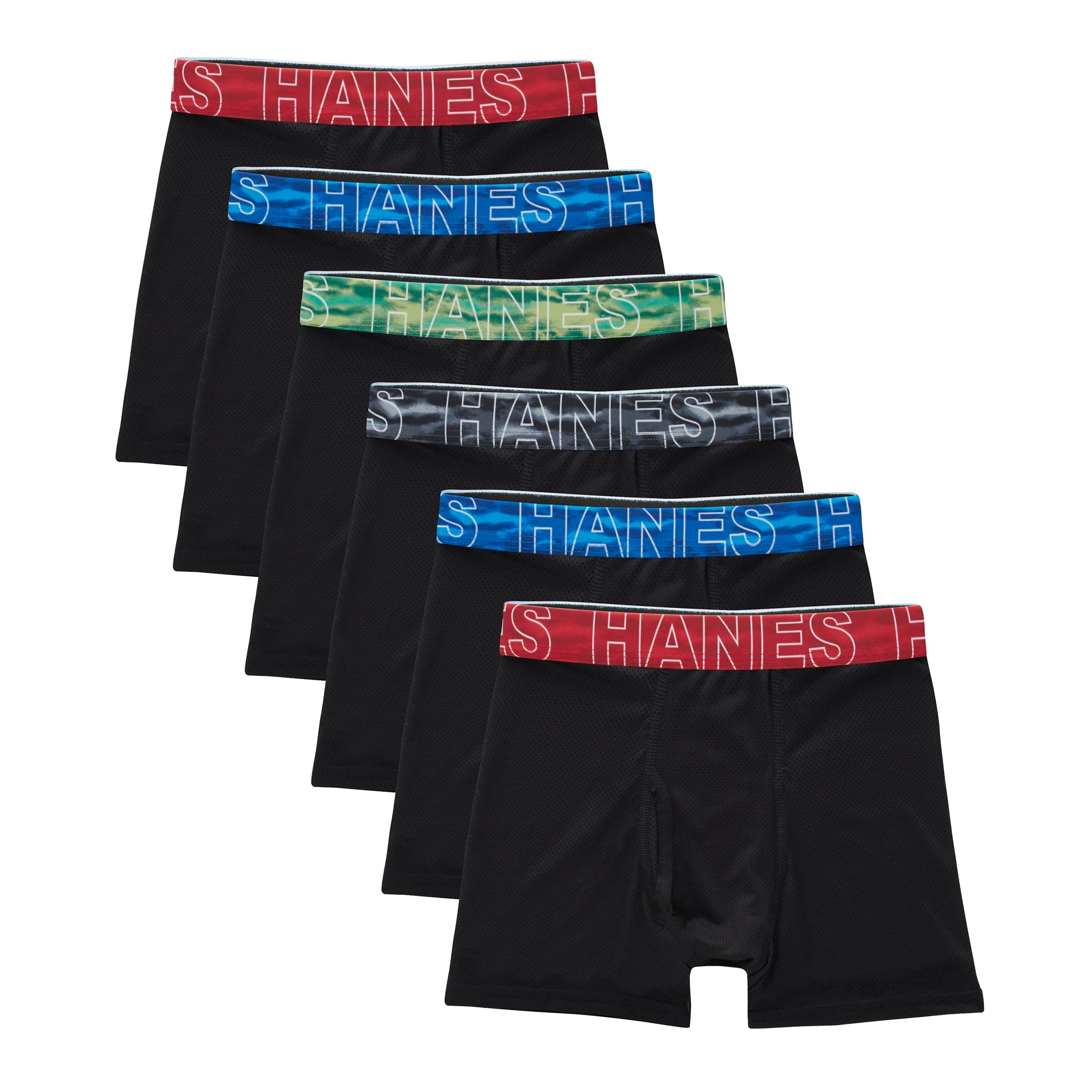 boys Performance Tween Boxer Briefs Underwear, Assorted Prints & Solids, 6-pack