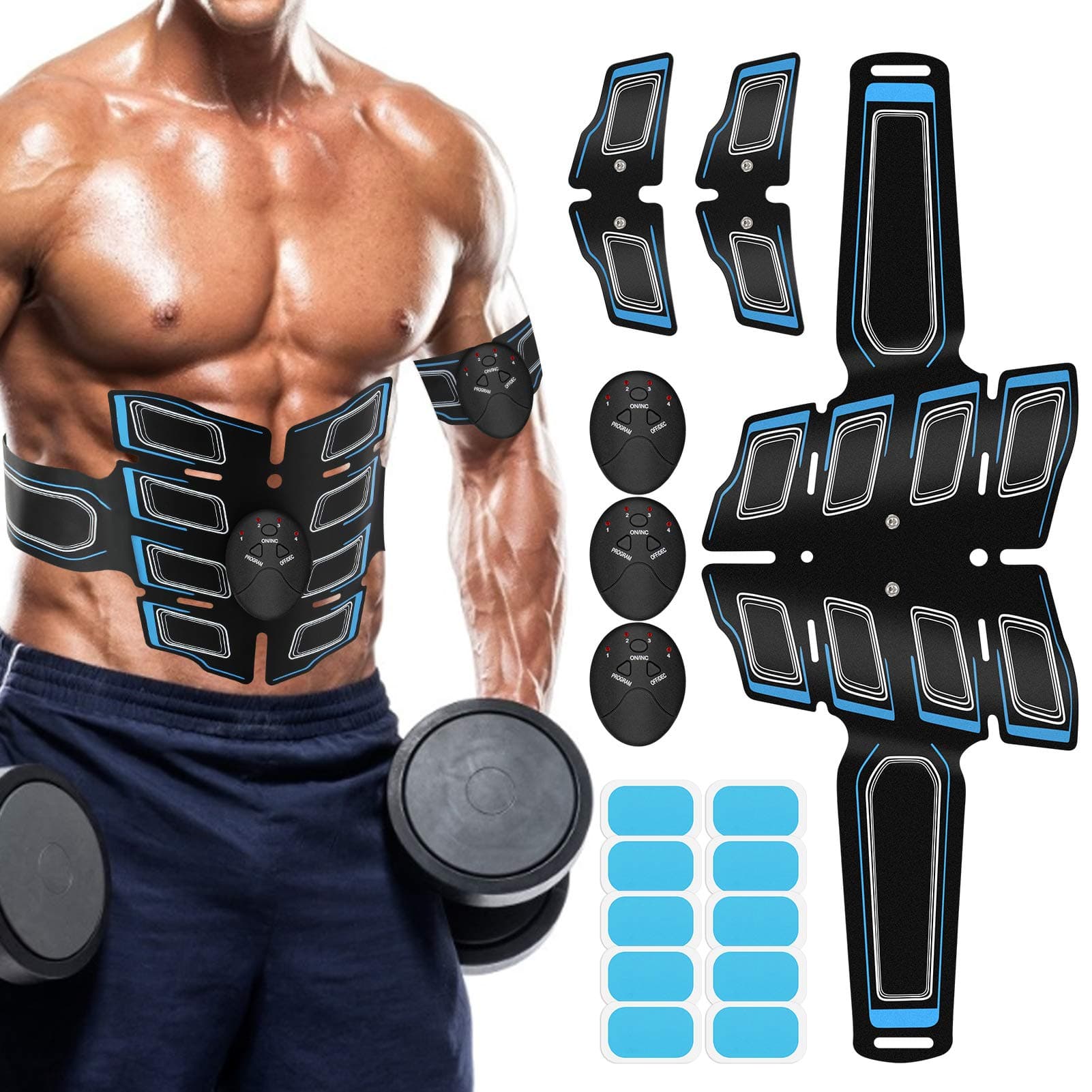 Abs Stimulating Belt- Abdominal Toner-Training Device for Muscles- Wireless Portable to-Go Gym Device- Muscle Sculpting at Home- Fitness Equipment for at-Home Workouts