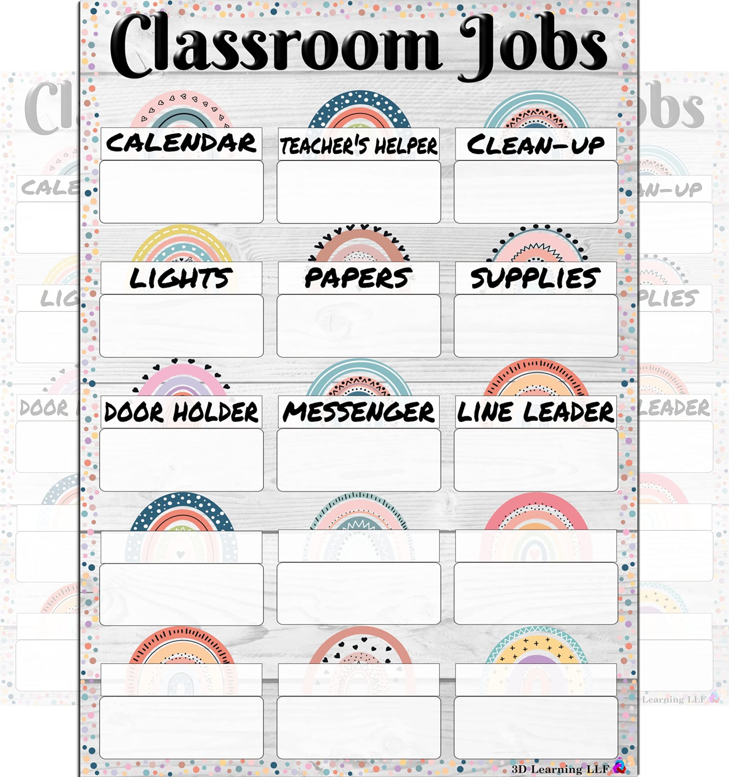 Boho Class Jobs Chart- Laminated 14x19.5 - Classroom Posters and Decorations, Back to School Supplies, Teachers’ Posters for Preschool, Kindergarten, Elementary Classes, Home School