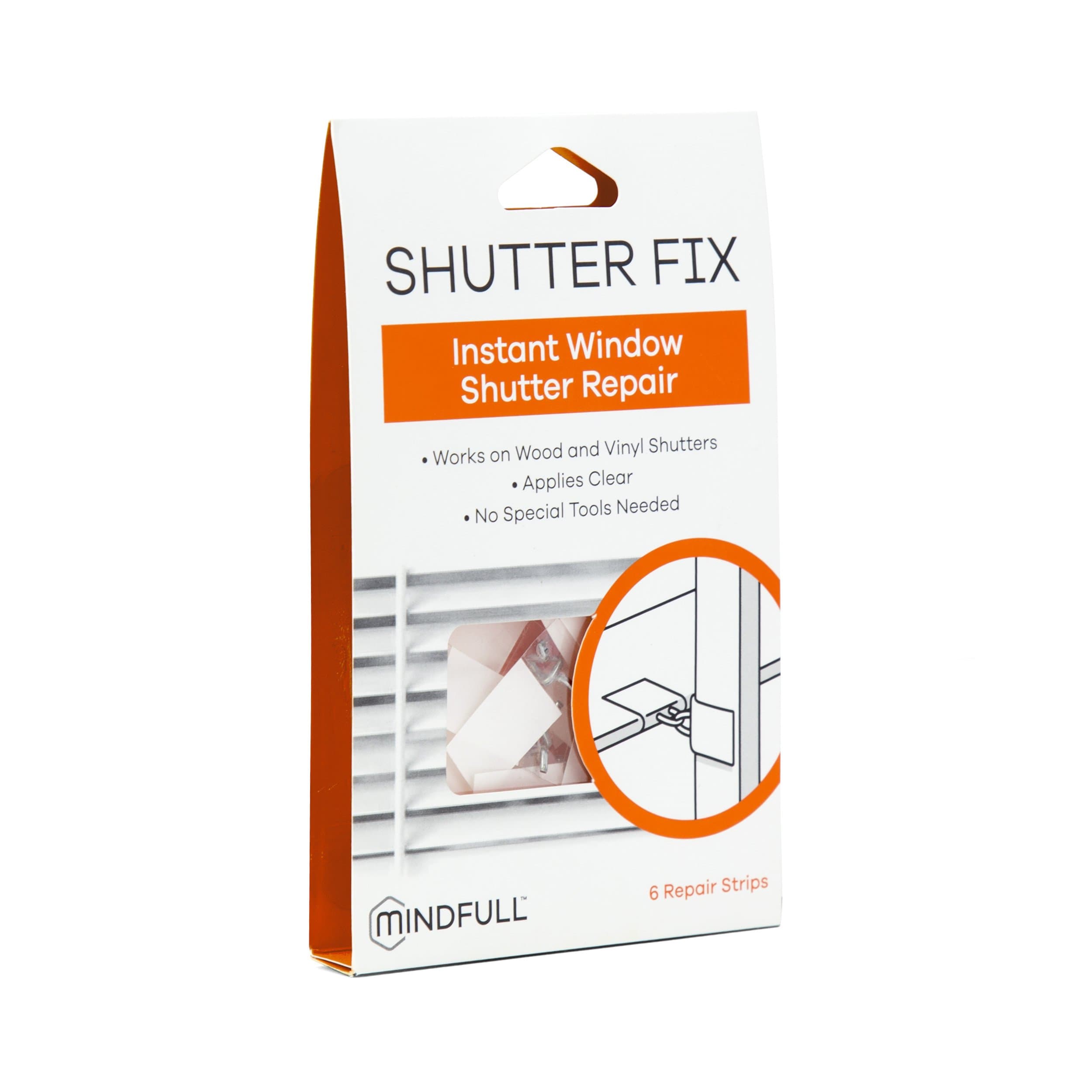 Mindfull Products Instant Window Shutter Repair Kit, Clear, 6-Count