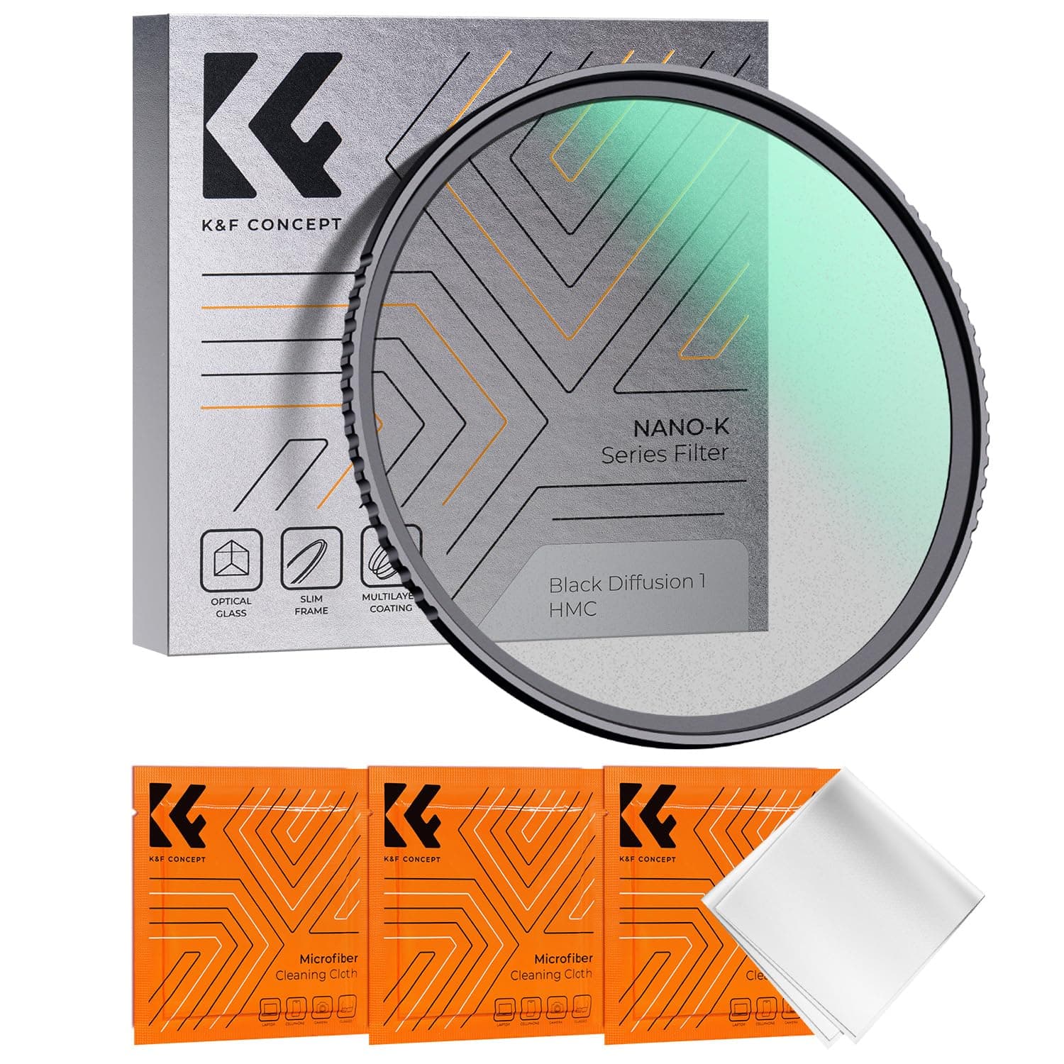 K&F CONCEPT 77mm Black Diffusion 1 Filter Mist Cinematic Effect Filter with 18 Multi-Layer Coatings for Video/Vlog/Portrait Photography (K-Series)