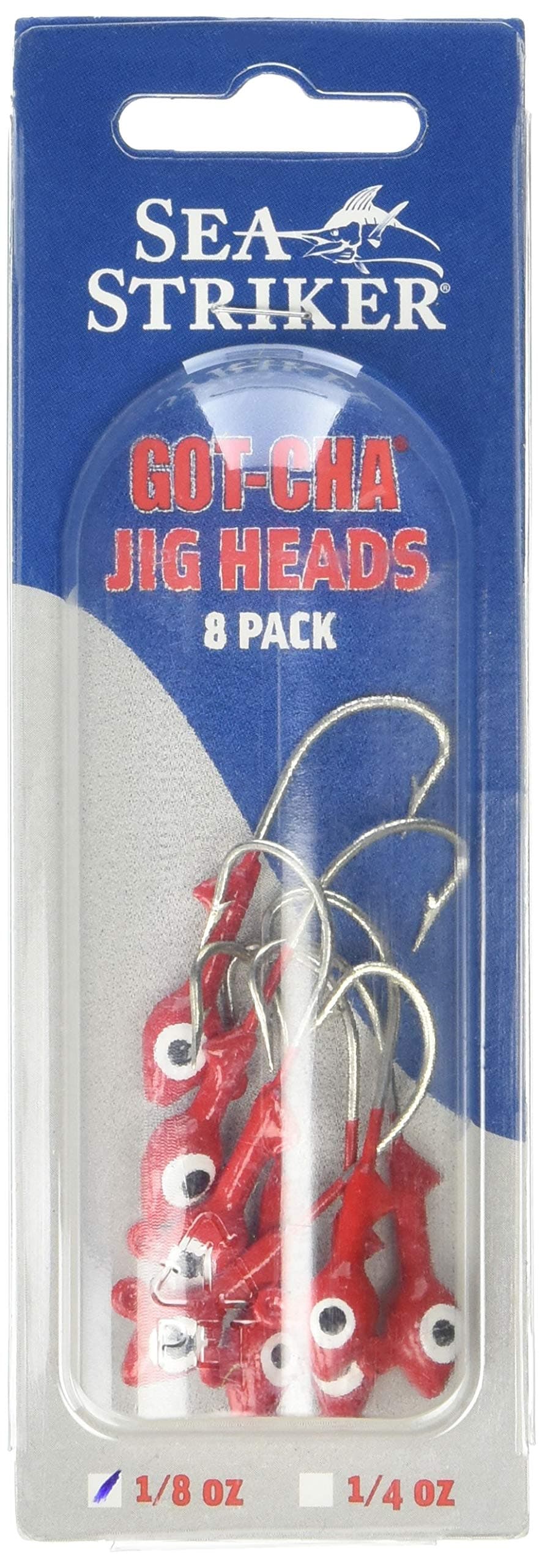 Sea Striker Got-Cha Jig Head (8-Pack), 1/8-Ounce, Red Finish