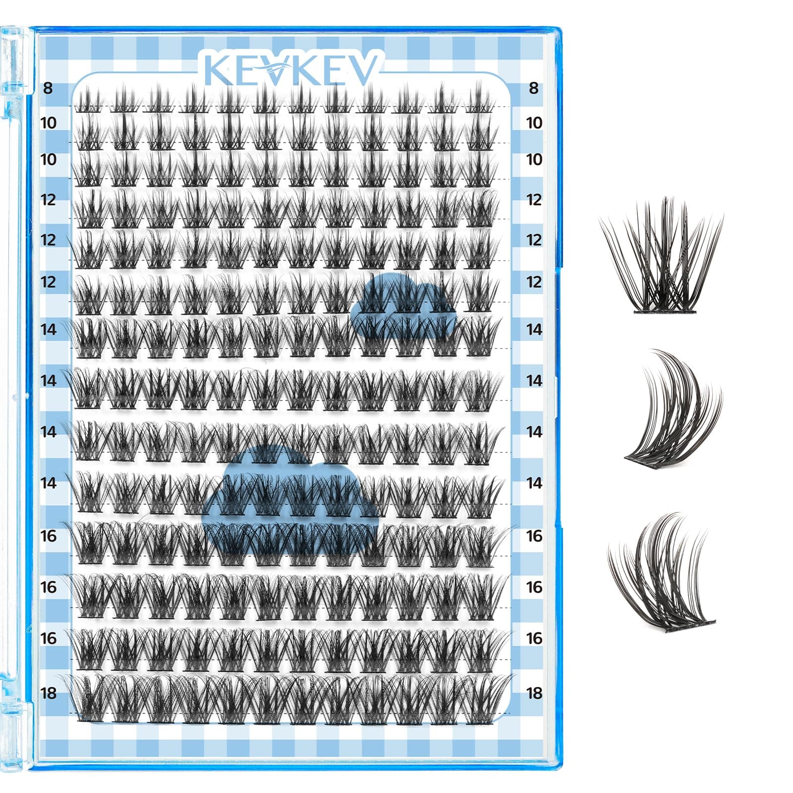 KevKev Lash Clusters 168 Pcs Cluster Lashes DIY Lash Extensions Mixed Styles Individual Lashes Eyelash Clusters Thin Band & Soft False Lashes Wispy Natural Lash Extension Clusters (Cloudy, D-8-18mix)