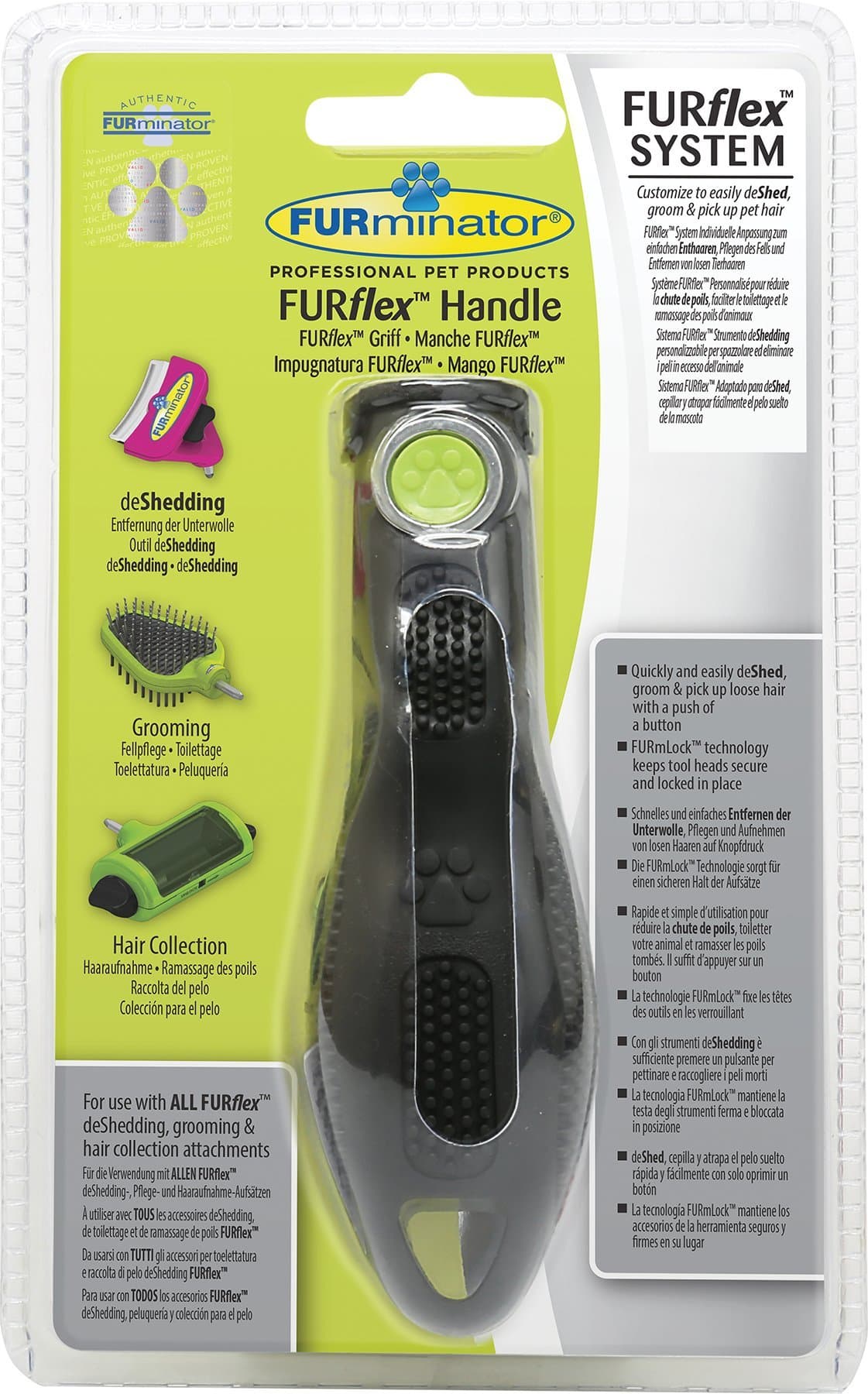 FURminator DeShedding Tool FURflex, Handle which Securely Attaches to All System Heads