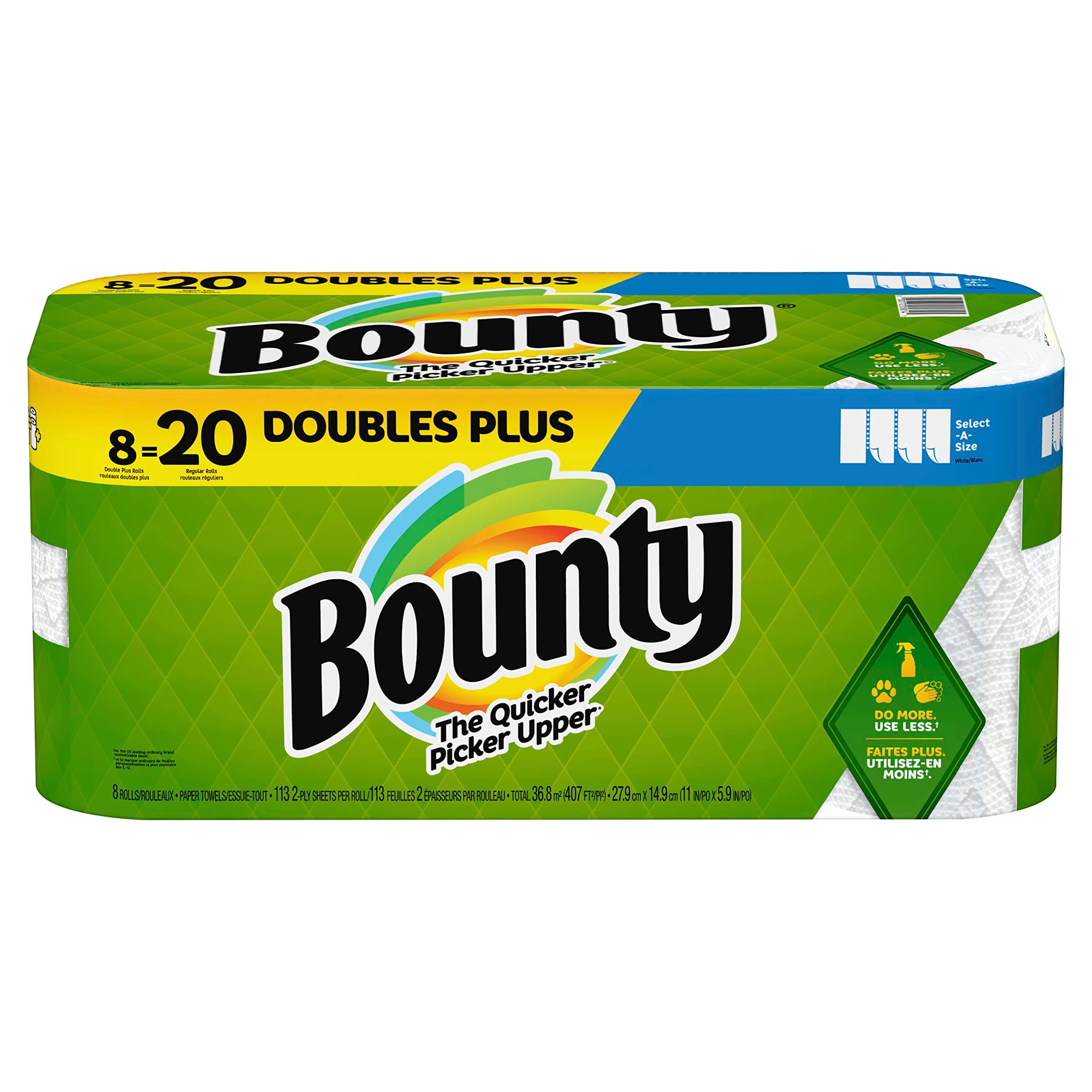 Select-A-Size Paper Towels, 8 Double Plus Rolls White, 113 Sheets Per Roll