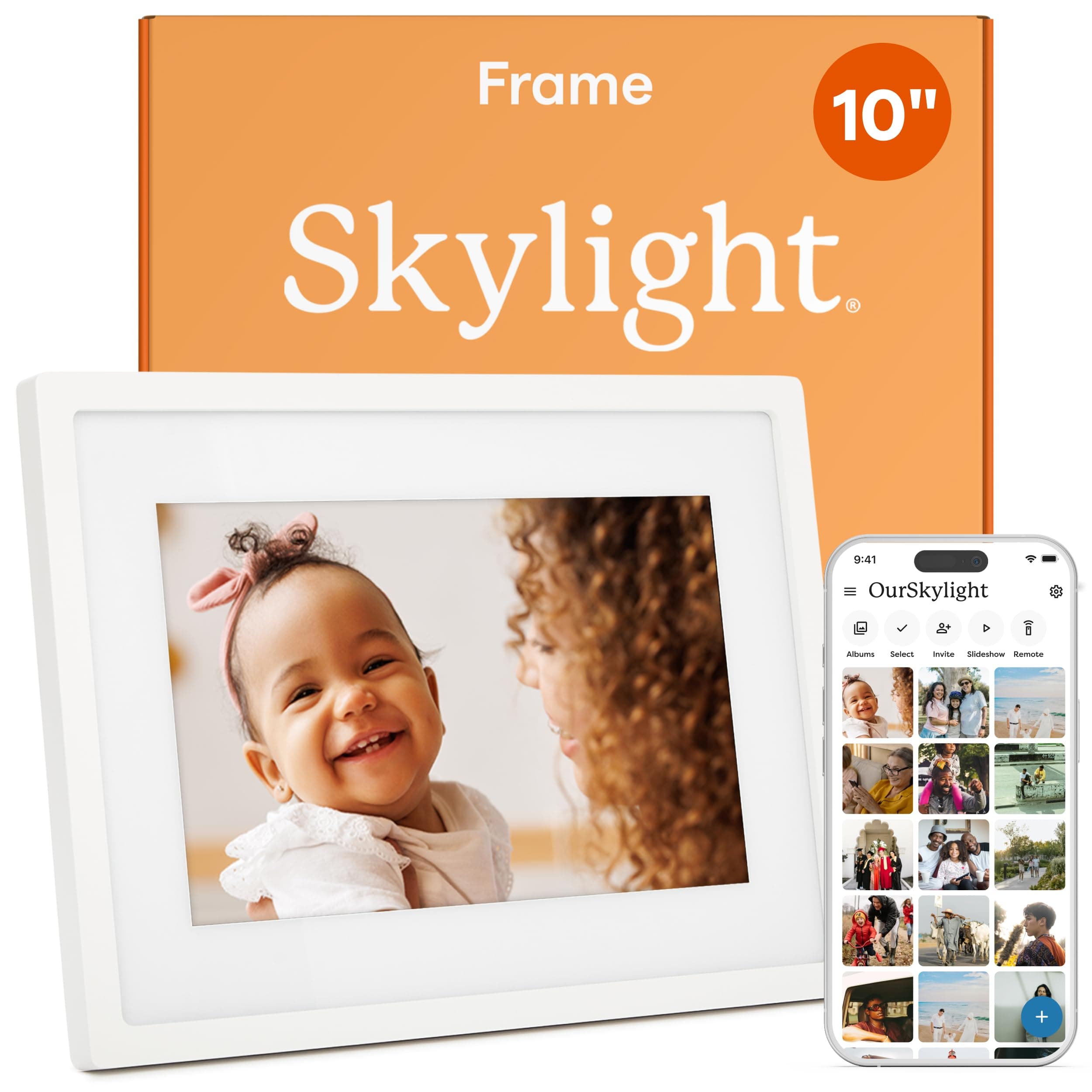 Digital Picture Frame - WiFi Enabled with Load from Phone Capability, Touch Screen Digital Photo Frame Display - Customizable Gift for Friends and Family - 10 Inch White